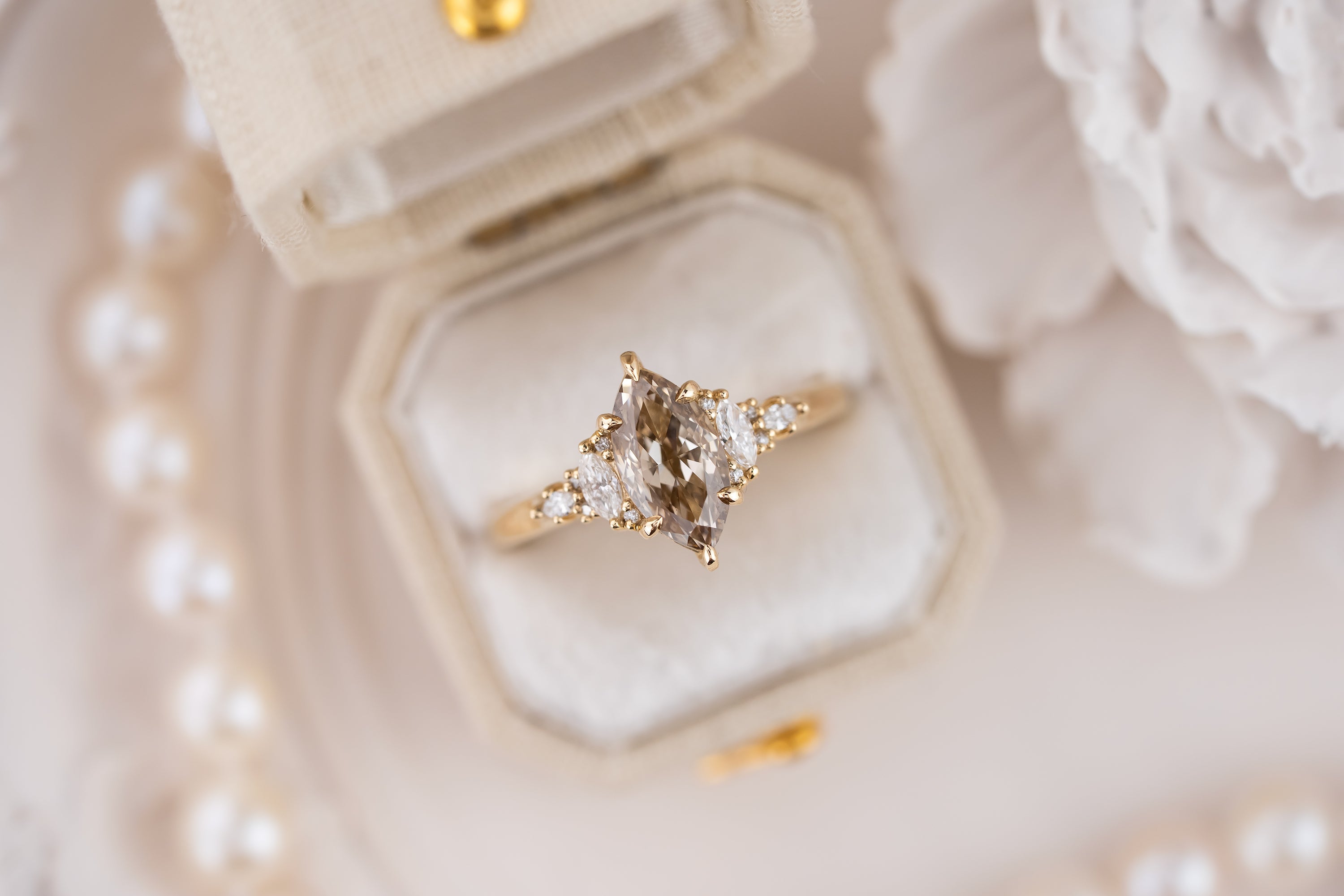 The Maeve Ring | 1.5 CT Marquise Brown Diamond - Lavender Creek Gems