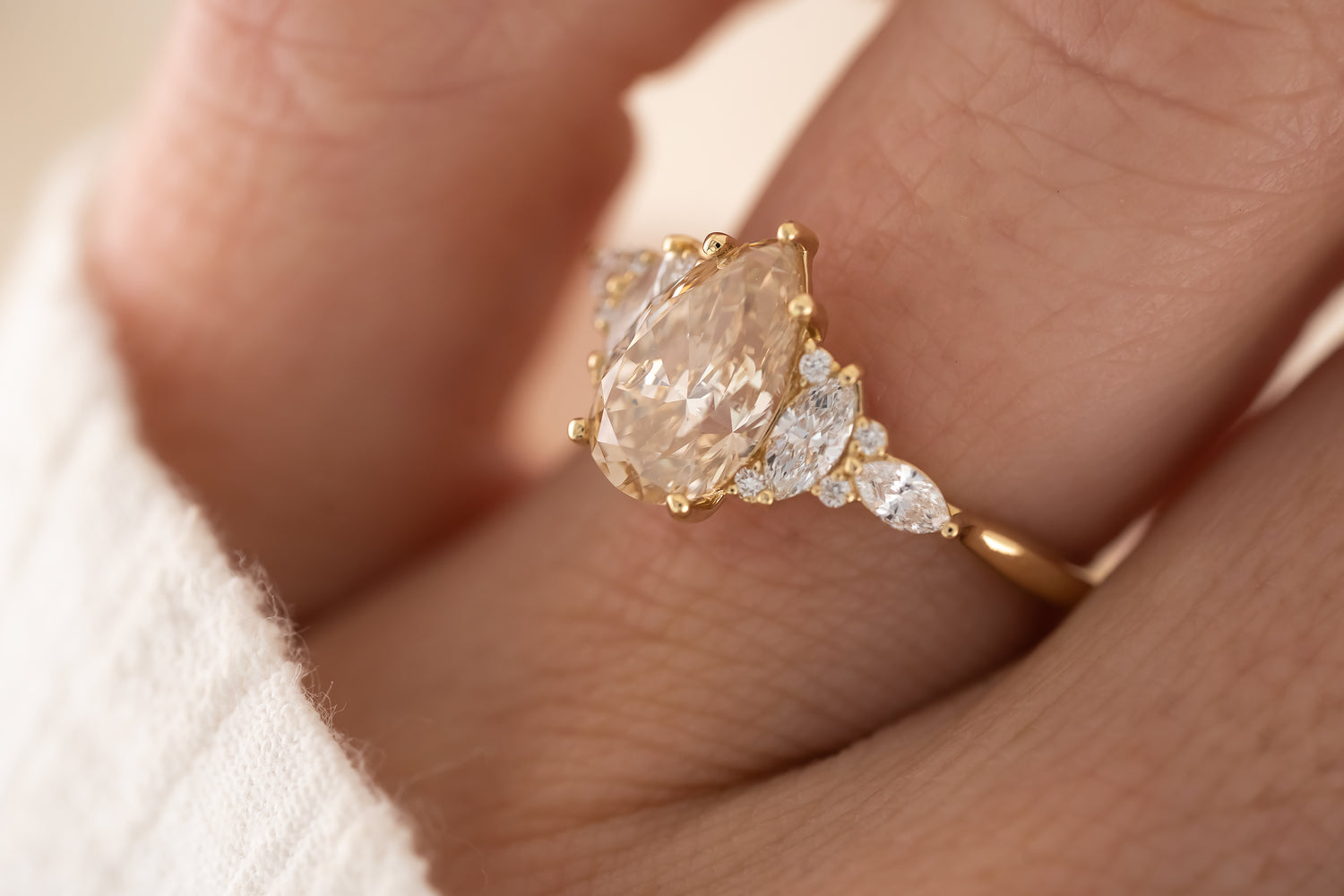 The Maeve Ring - 2 CT Pear Champagne Diamond - Lavender Creek Gems