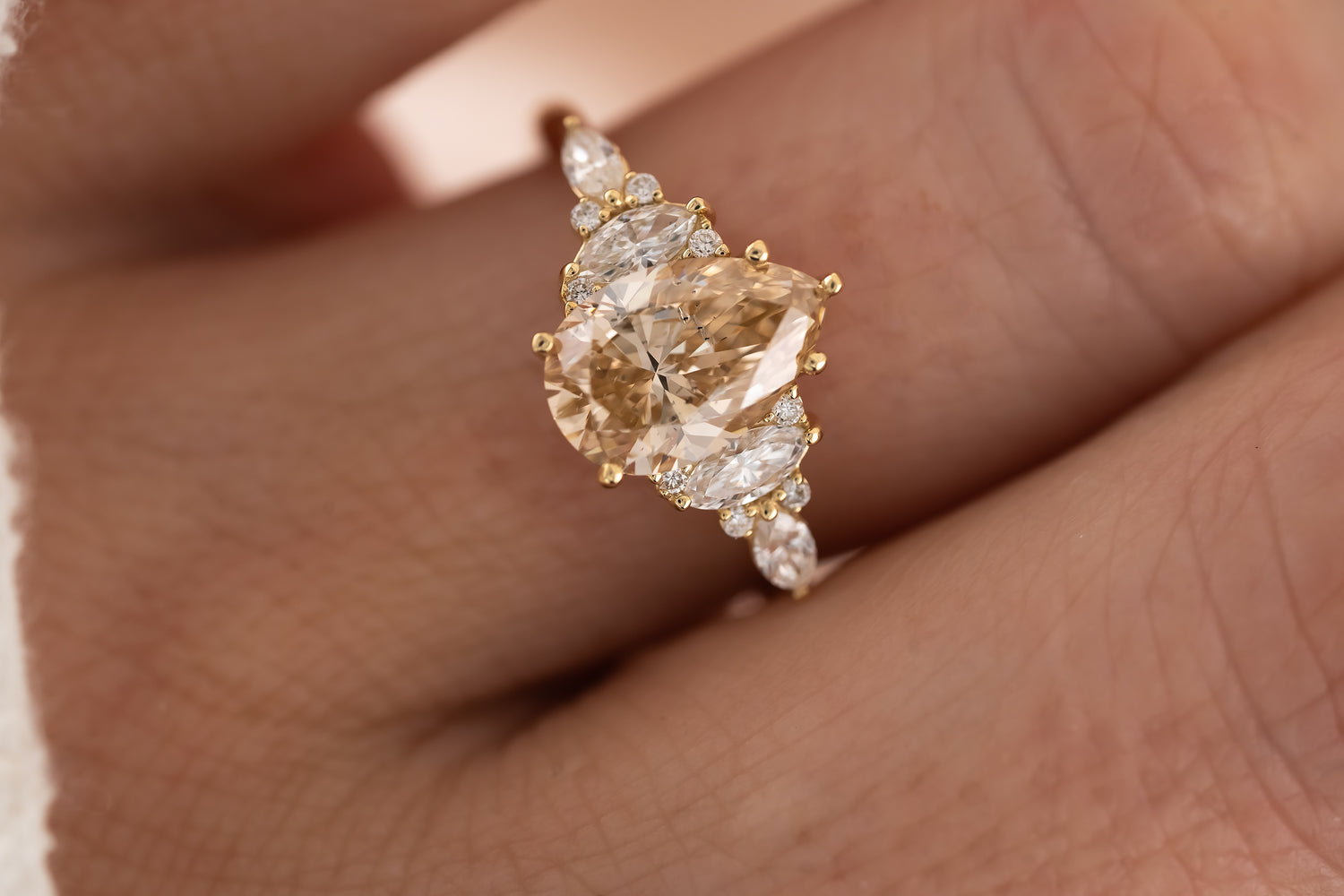 The Maeve Ring - 2 CT Pear Champagne Diamond - Lavender Creek Gems