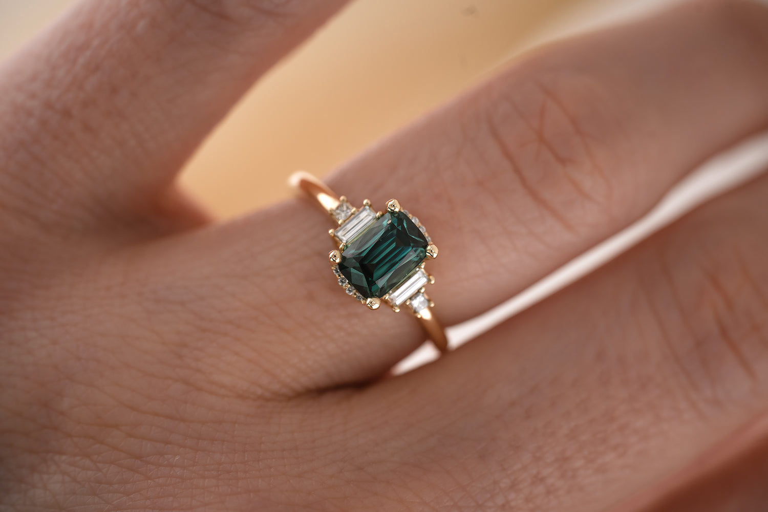 The Sura 1.38 CT Cushion Blue Tourmaline Ring - Lavender Creek Gems