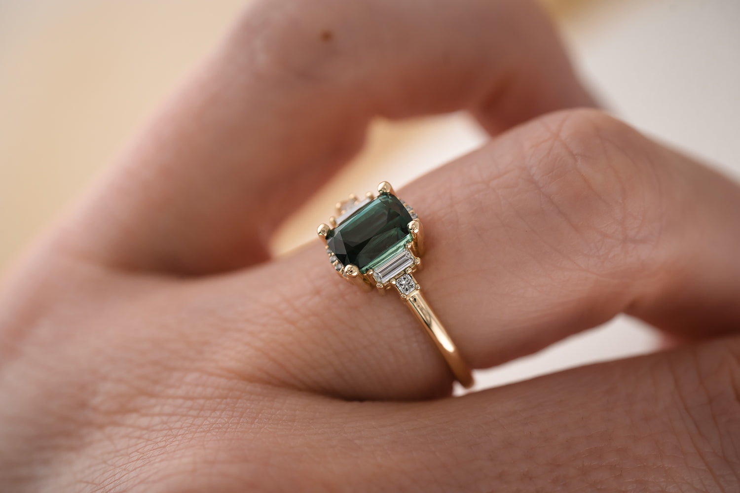 The Sura 1.38 CT Cushion Blue Tourmaline Ring - Lavender Creek Gems
