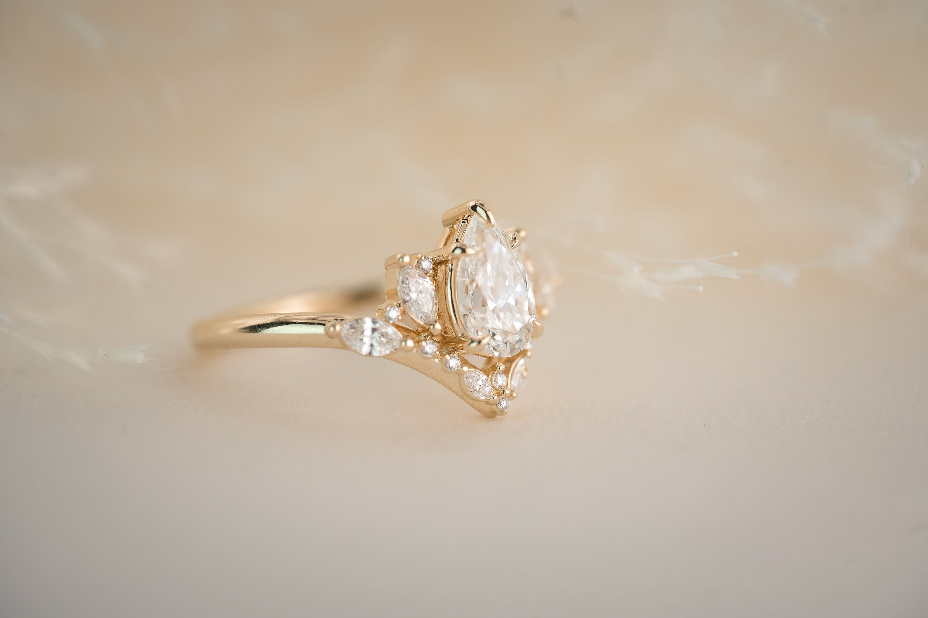 The Aurora 1 CT Pear Diamond Ring - Lavender Creek Gems