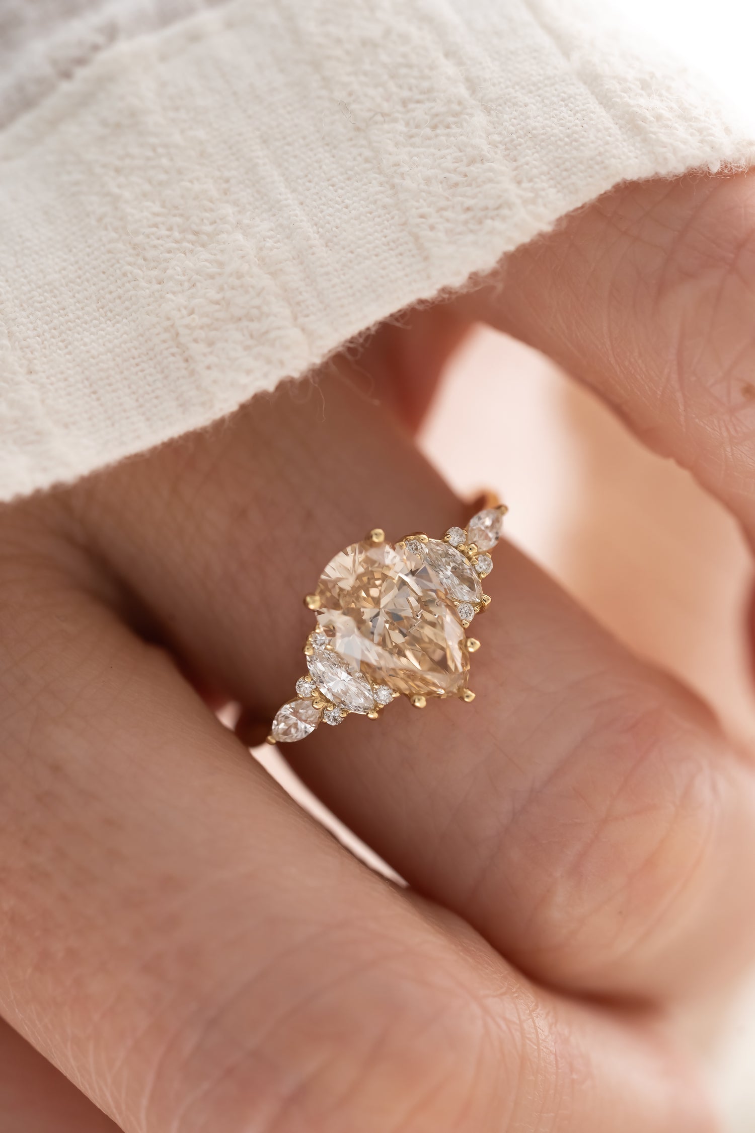 The Maeve Ring - 2 CT Pear Champagne Diamond - Lavender Creek Gems