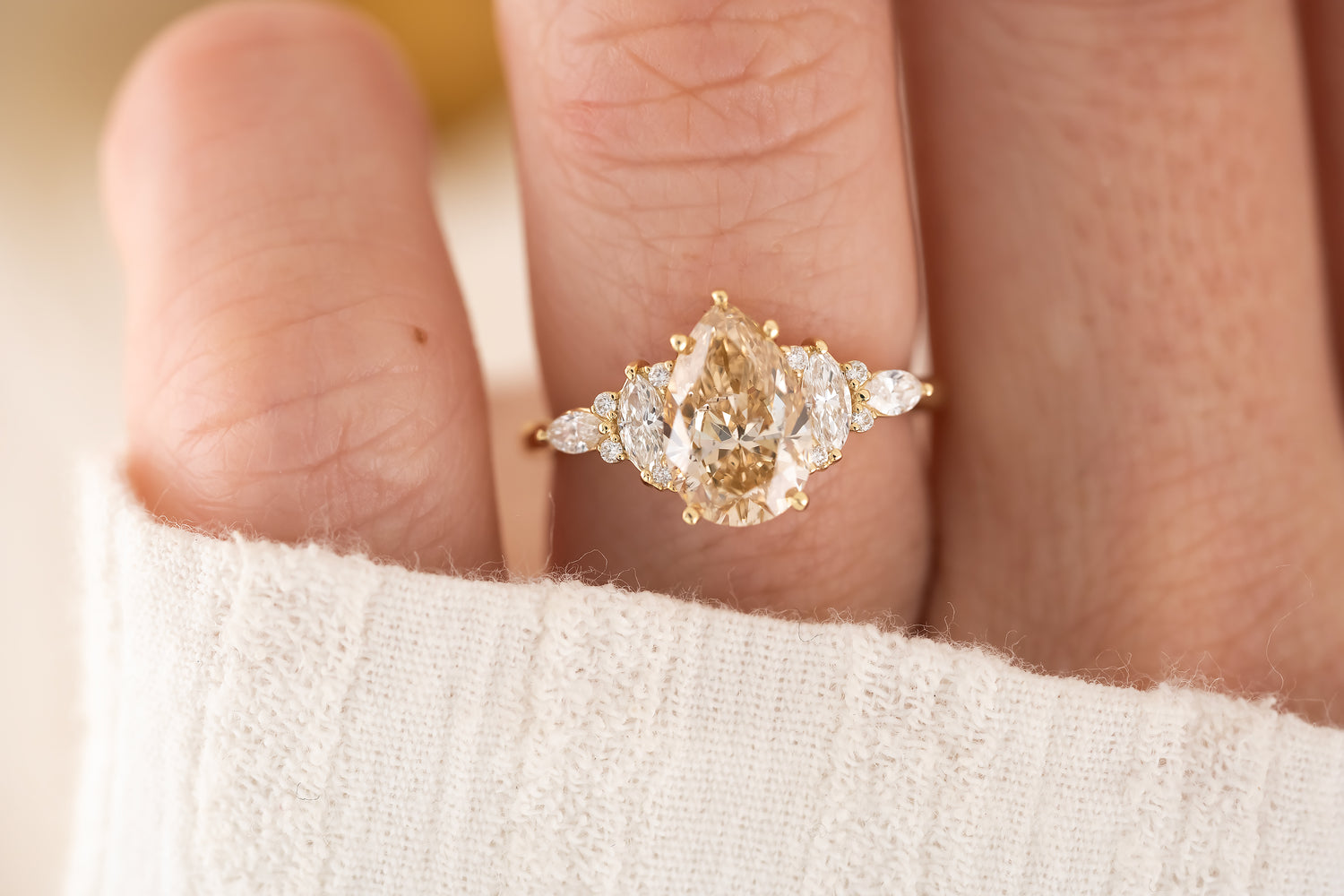 The Maeve Ring - 2 CT Pear Champagne Diamond - Lavender Creek Gems
