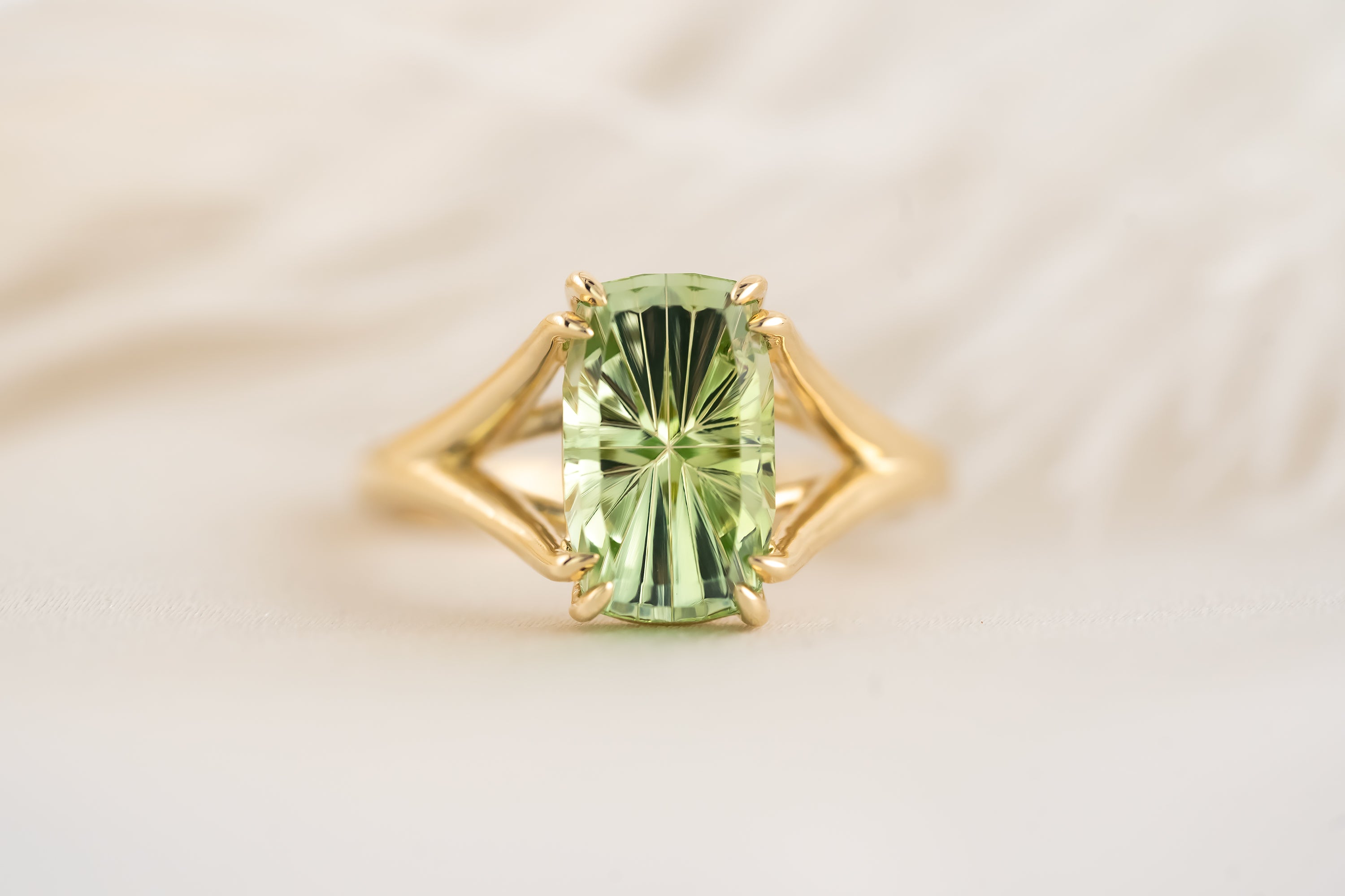 The Weaver Ring - 2.8 CT Apple Green Starbrite™ Tourmaline - Lavender Creek Gems
