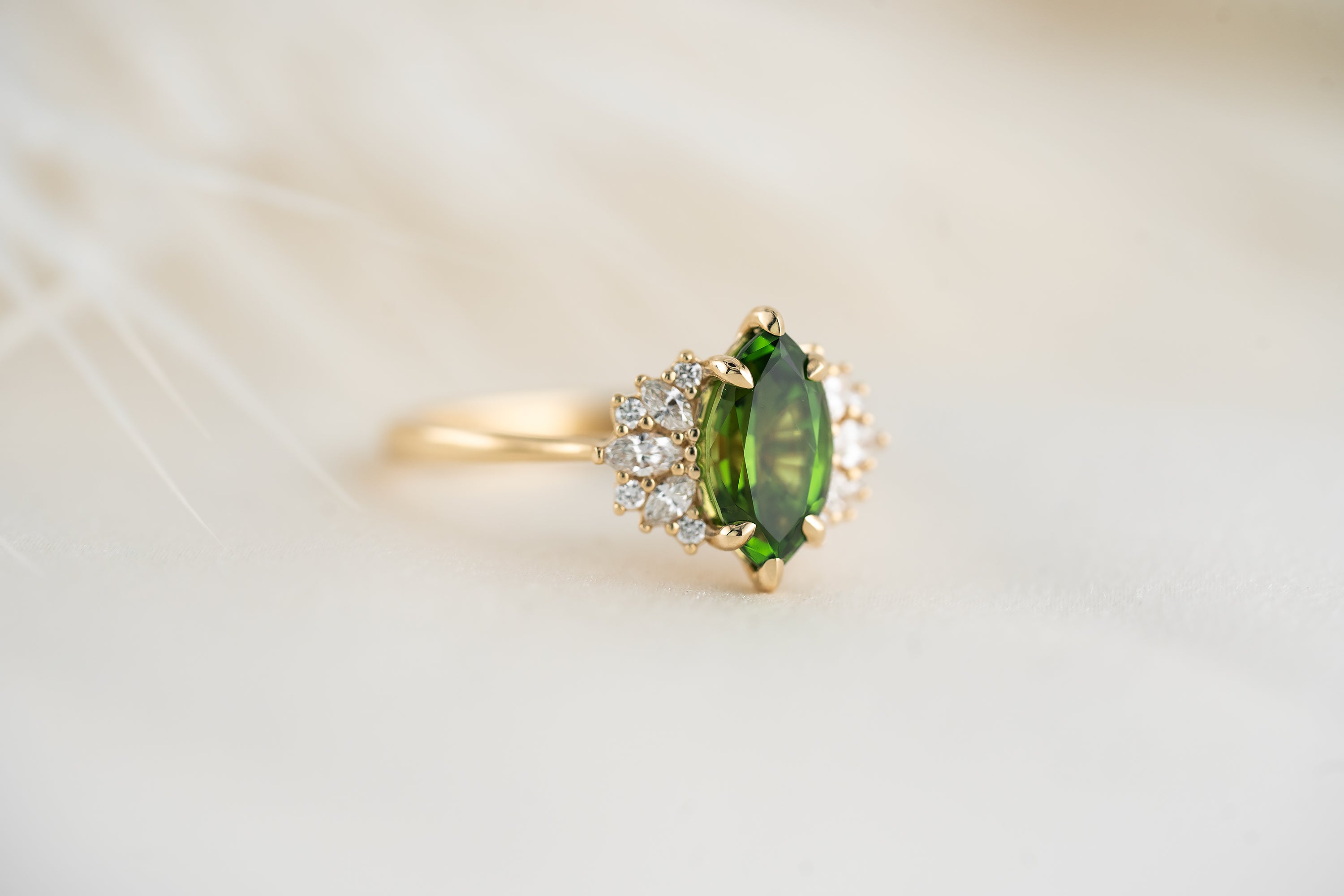 The Ambrosia Ring | 1.46 Marquise Chrome Tourmaline - Lavender Creek Gems