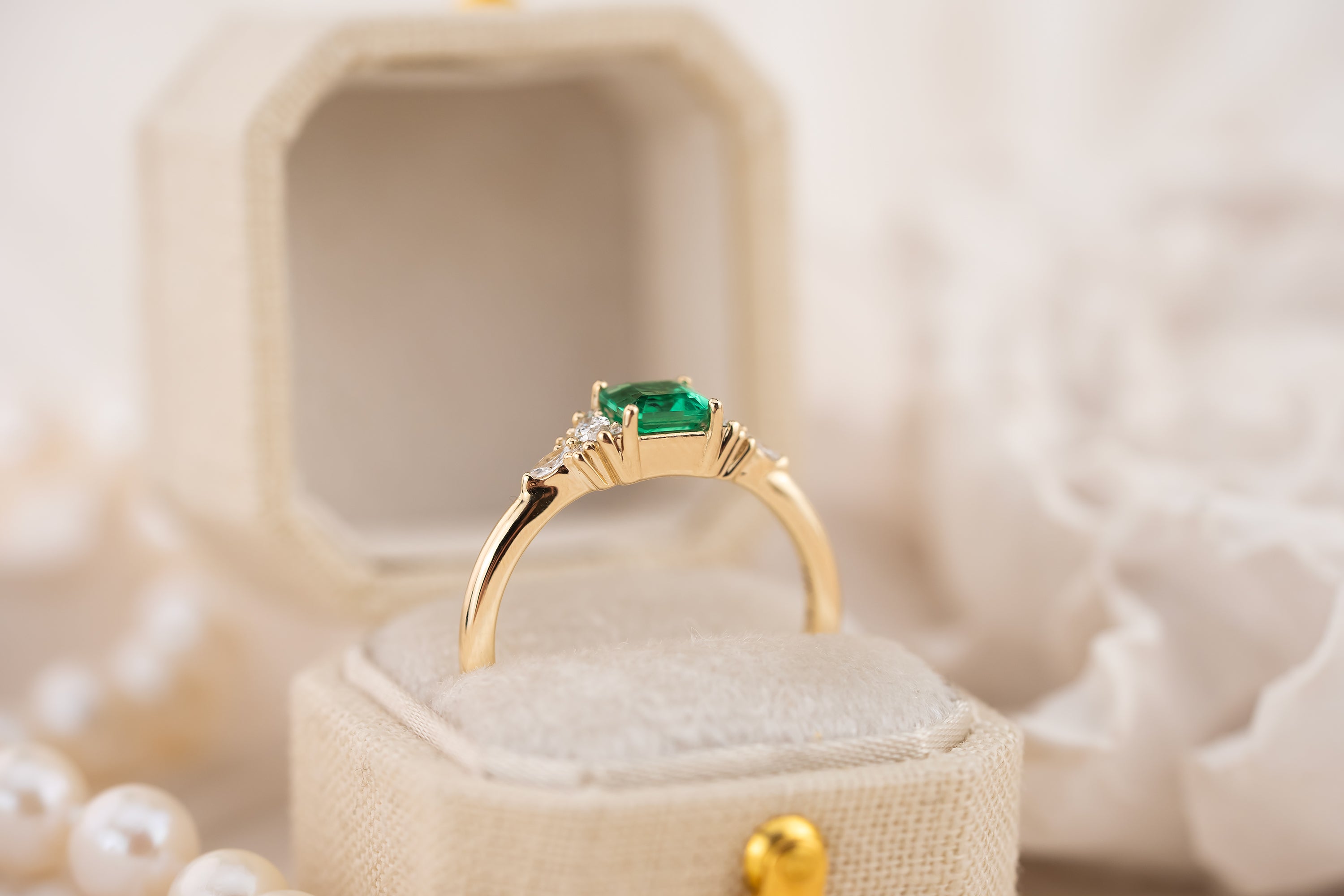The Mini Maeve Ring | 0.45 CT Asscher Emerald - Lavender Creek Gems
