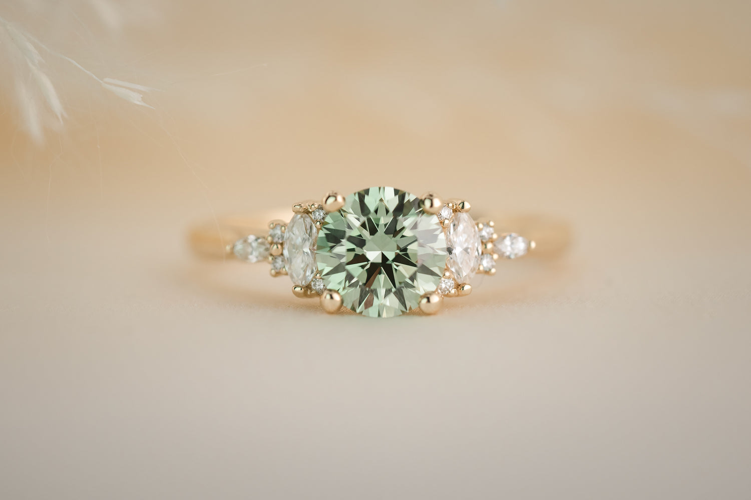 The Maeve 1 CT Round Green Diamond Ring - Lavender Creek Gems