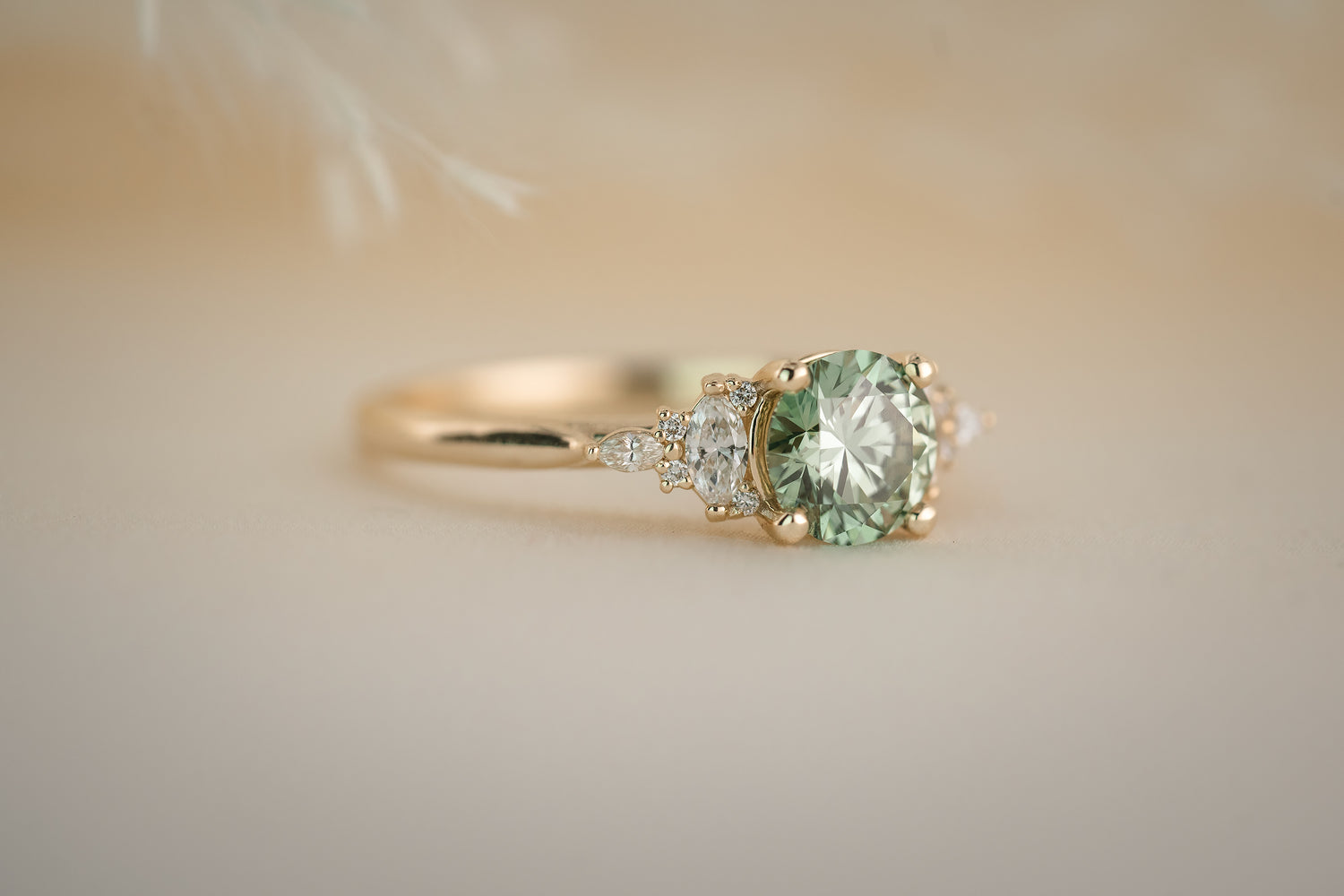 The Maeve 1 CT Round Green Diamond Ring - Lavender Creek Gems