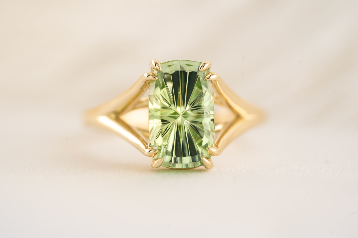 The Weaver Ring - 2.8 CT Apple Green Starbrite™ Tourmaline - Lavender Creek Gems