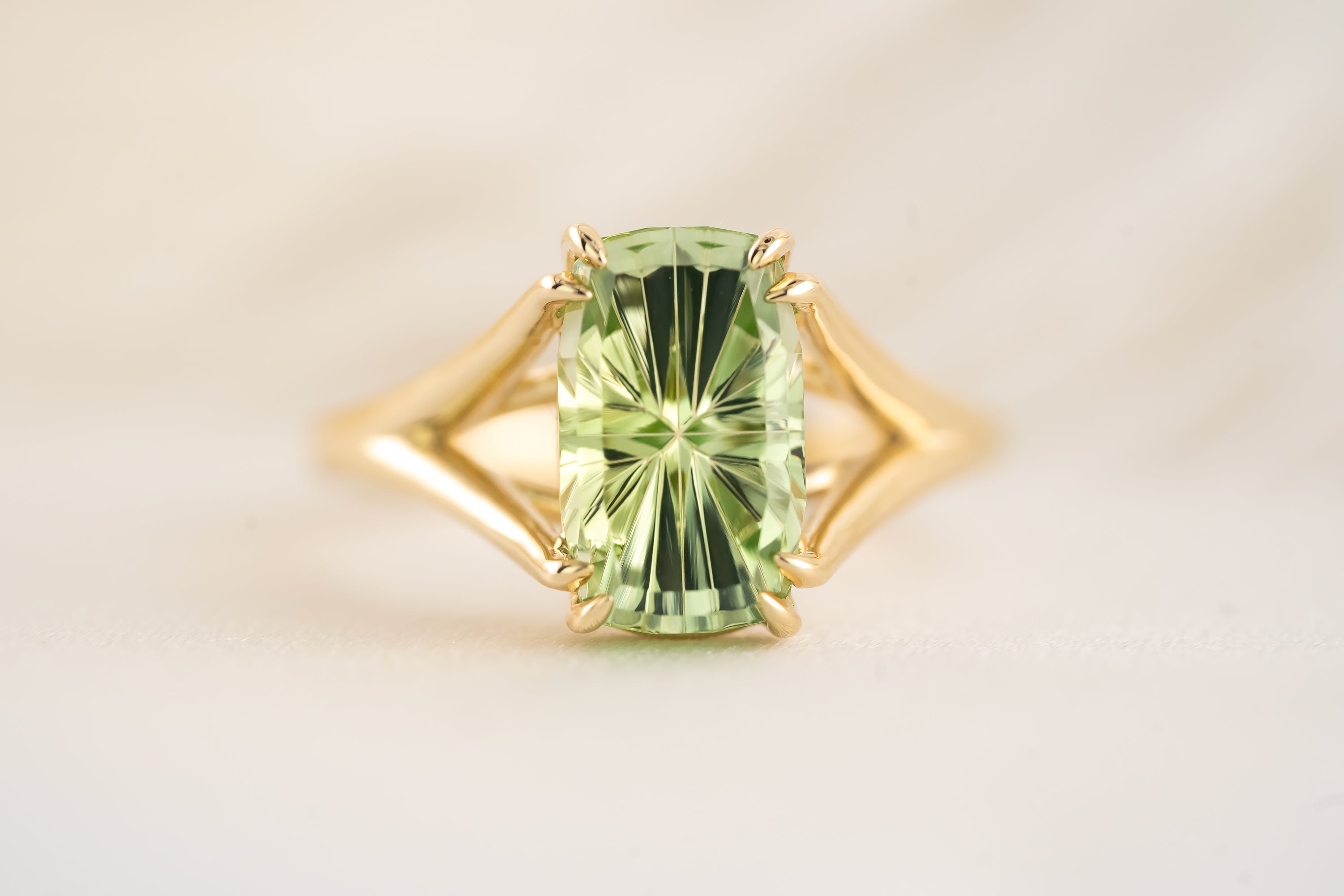 The Weaver Ring - 2.8 CT Apple Green Starbrite™ Tourmaline - Lavender Creek Gems