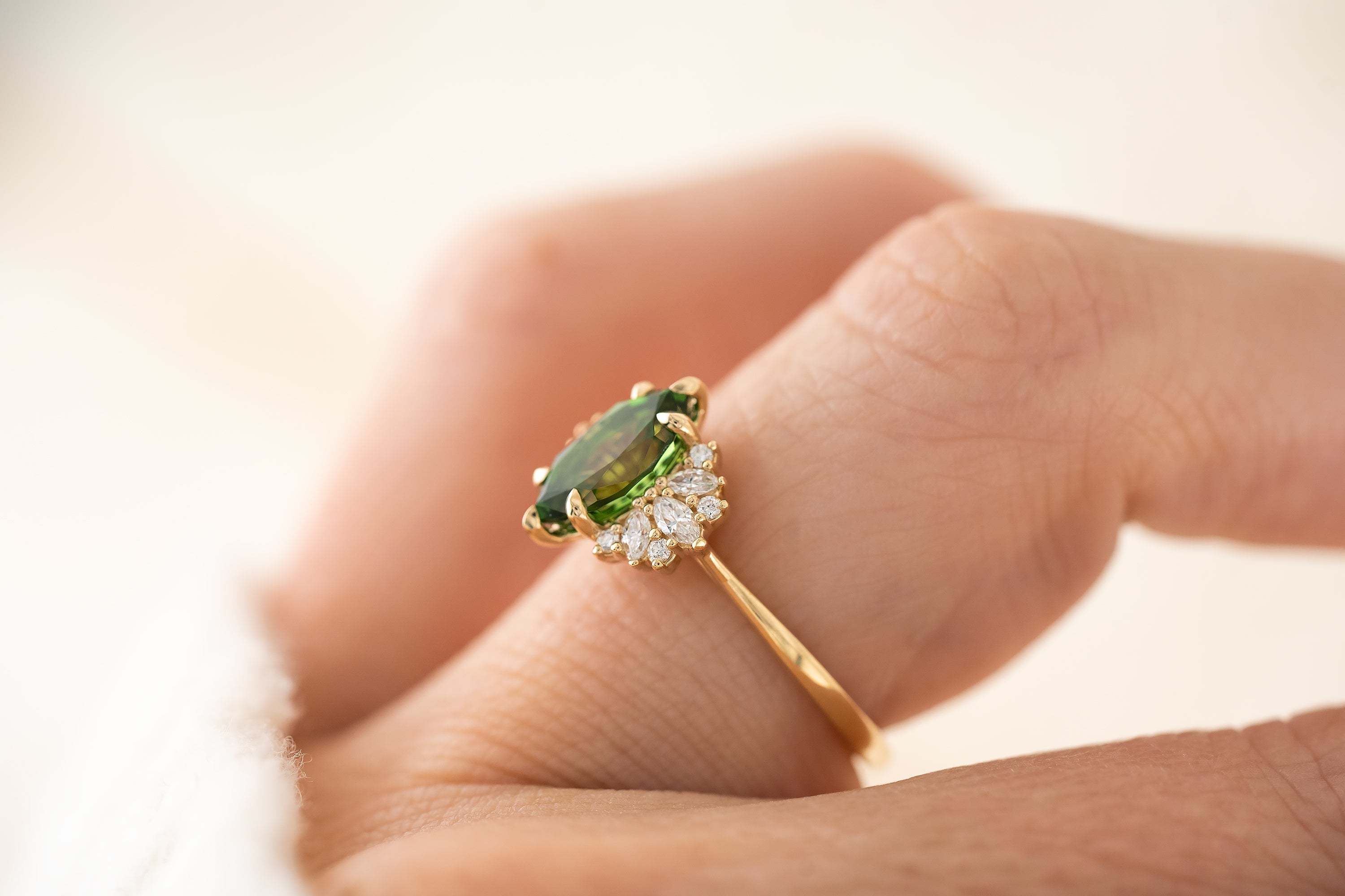 The Ambrosia Ring | 1.46 Marquise Chrome Tourmaline - Lavender Creek Gems