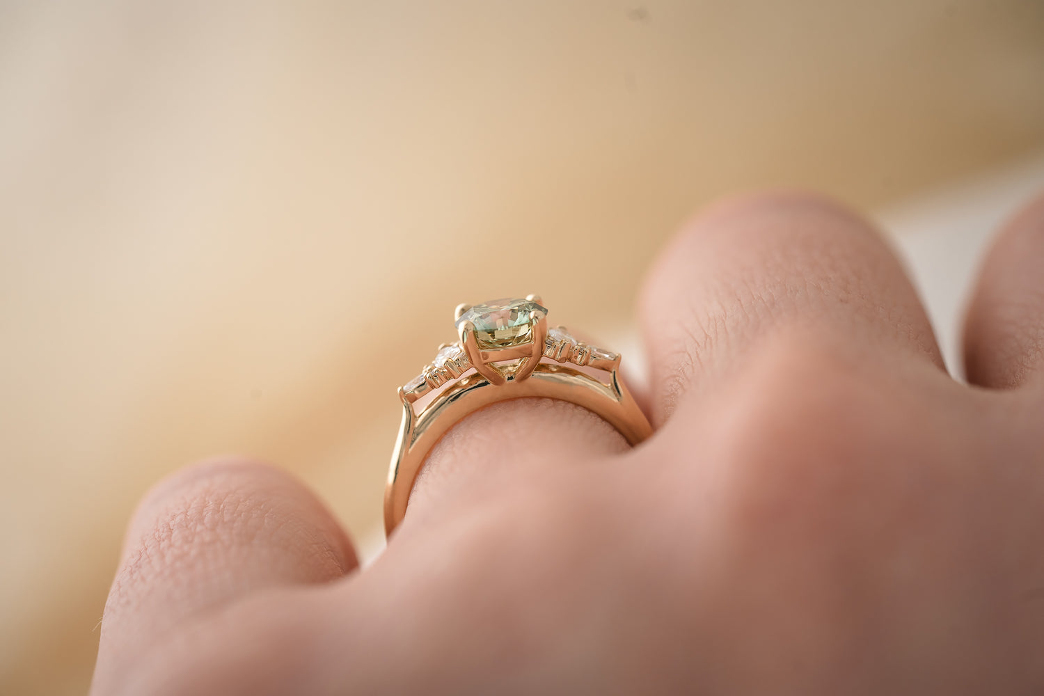 The Maeve 1 CT Round Green Diamond Ring - Lavender Creek Gems