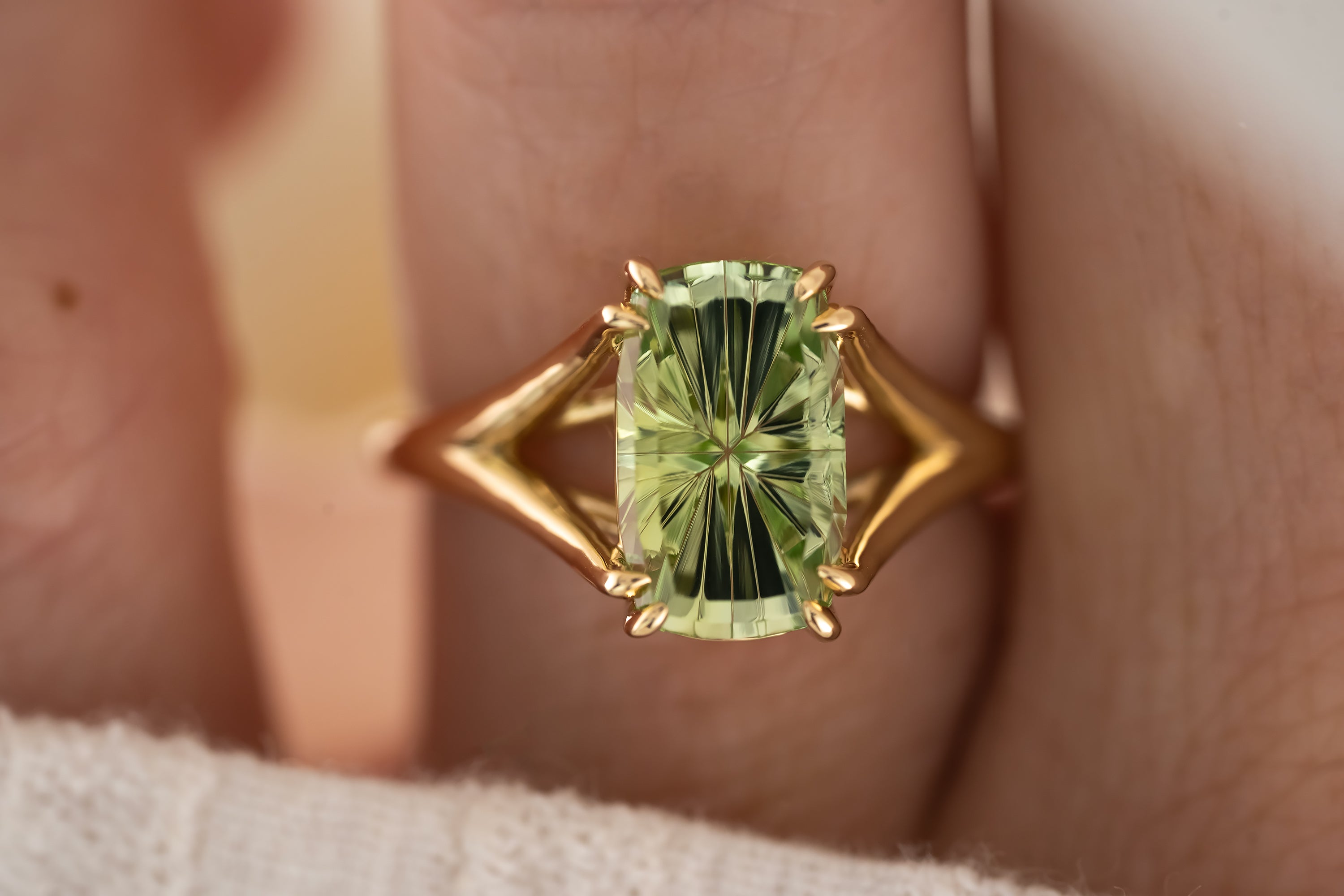 The Weaver Ring - 2.8 CT Apple Green Starbrite™ Tourmaline - Lavender Creek Gems