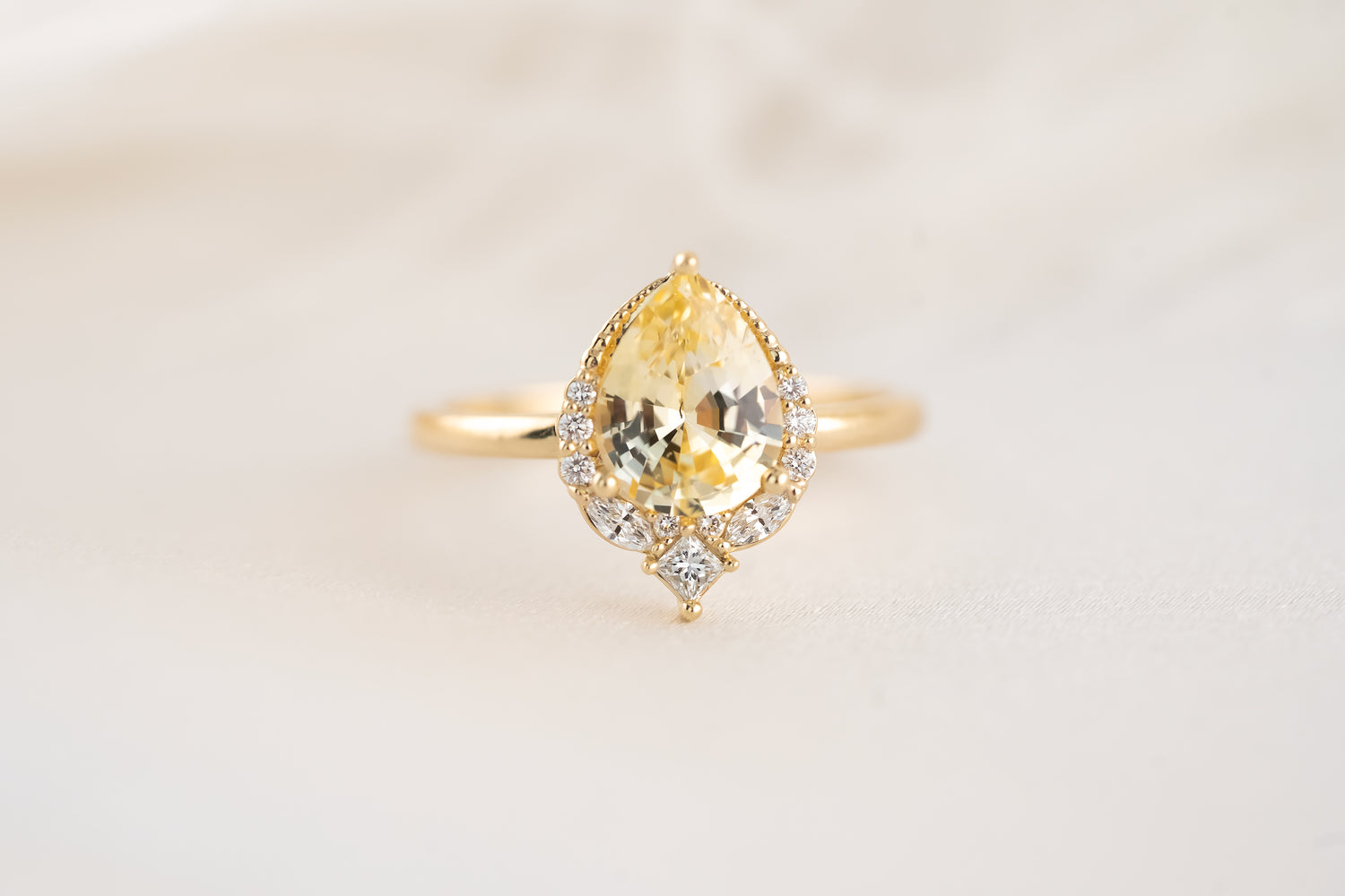 The Charlotte Ring - 1.8 CT Pear Yellow Sapphire - Lavender Creek Gems