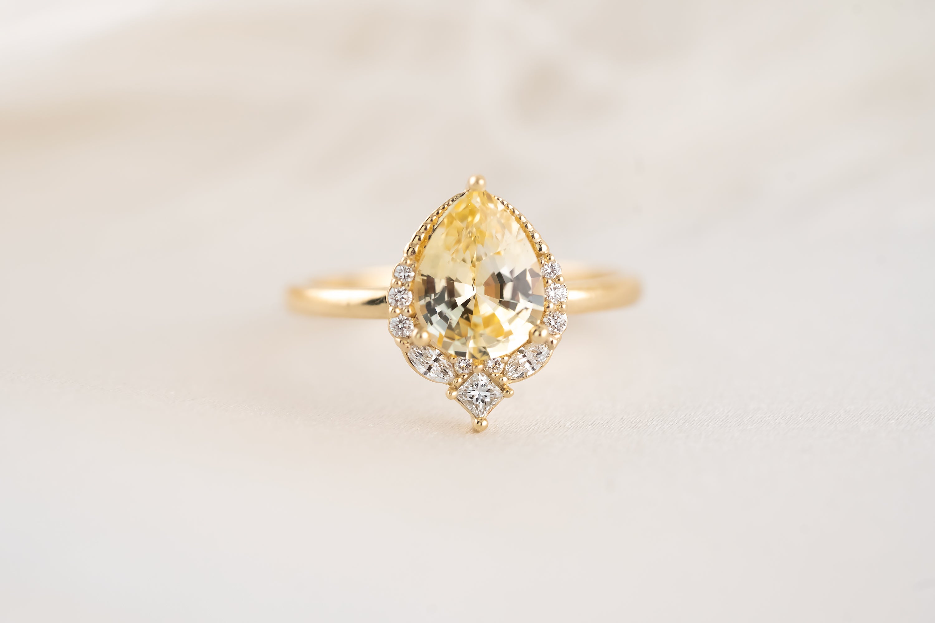 The Charlotte Ring - 1.8 CT Pear Yellow Sapphire - Lavender Creek Gems