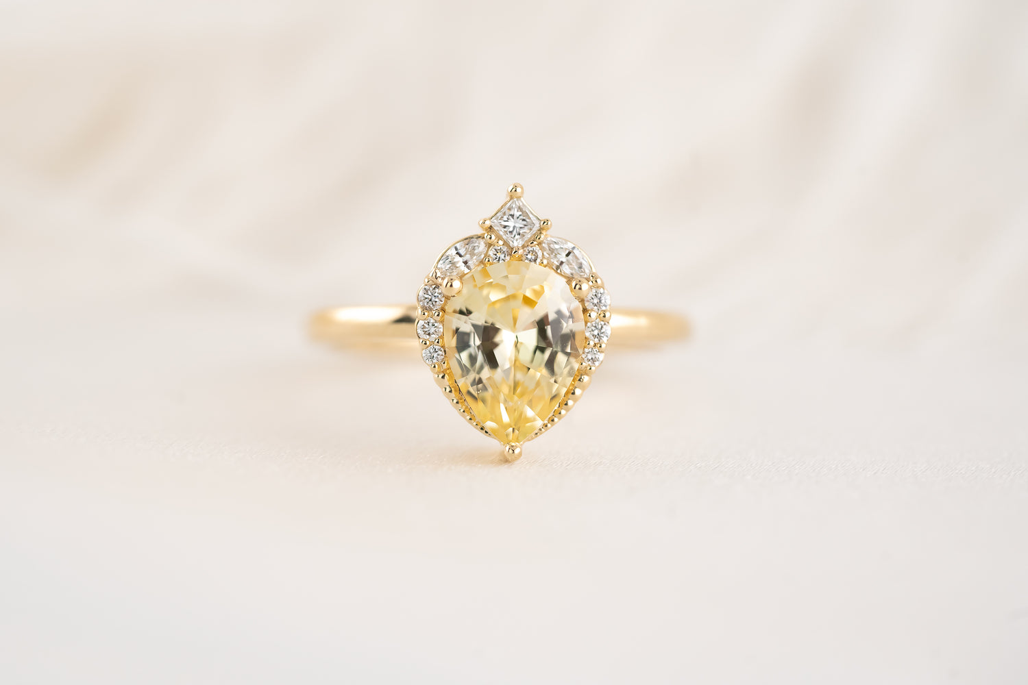 The Charlotte Ring - 1.8 CT Pear Yellow Sapphire - Lavender Creek Gems