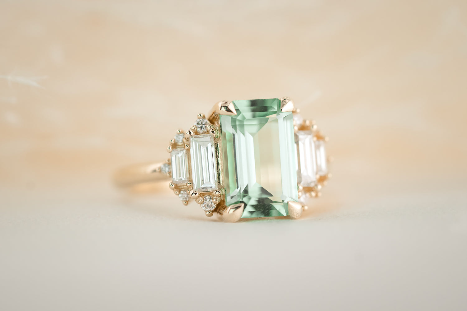 The Soleil 2.6 CT Emerald Cut Lagoon Blue Tourmaline Ring - Lavender Creek Gems