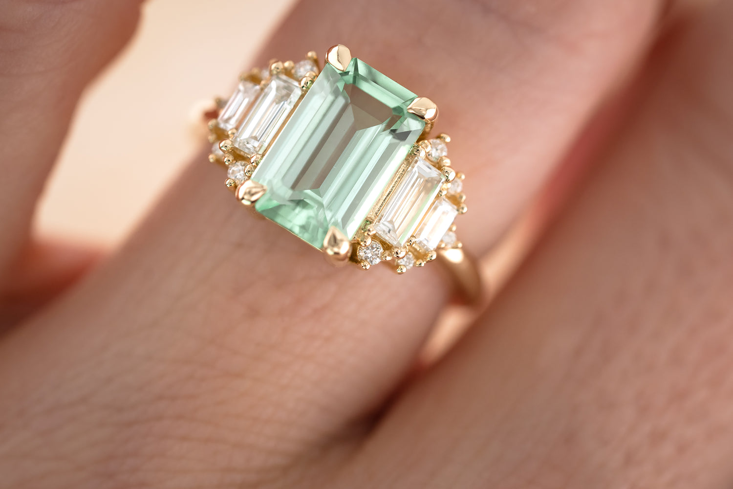 The Soleil 2.6 CT Emerald Cut Lagoon Blue Tourmaline Ring - Lavender Creek Gems