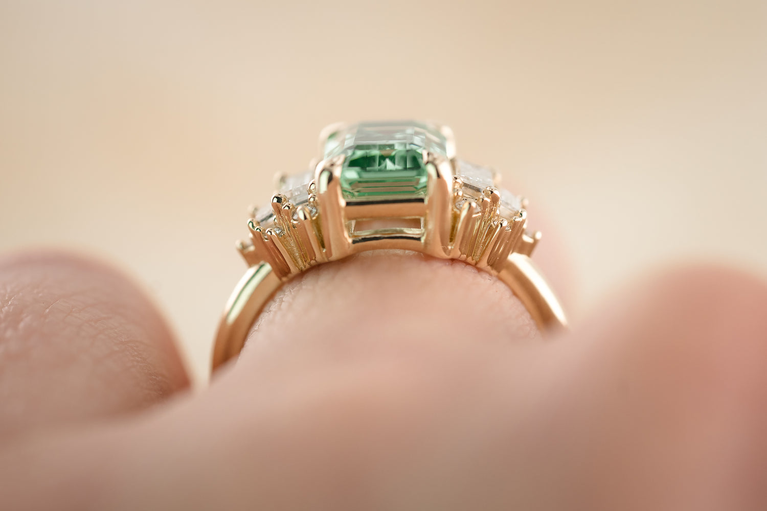 The Soleil 2.6 CT Emerald Cut Lagoon Blue Tourmaline Ring - Lavender Creek Gems
