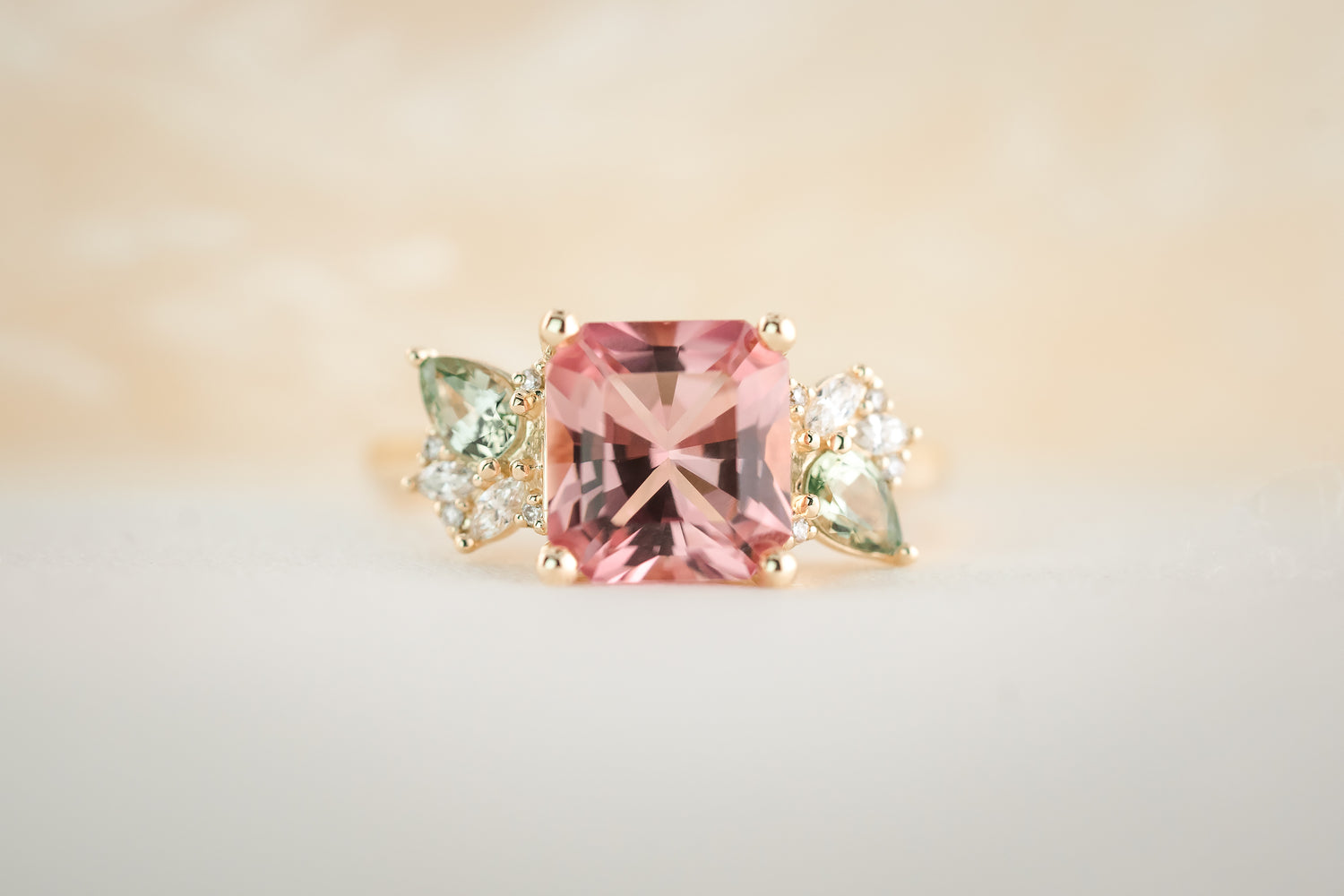 The Fleur 2.42 CT Radiant Cut Pink Tourmaline Ring - Lavender Creek Gems