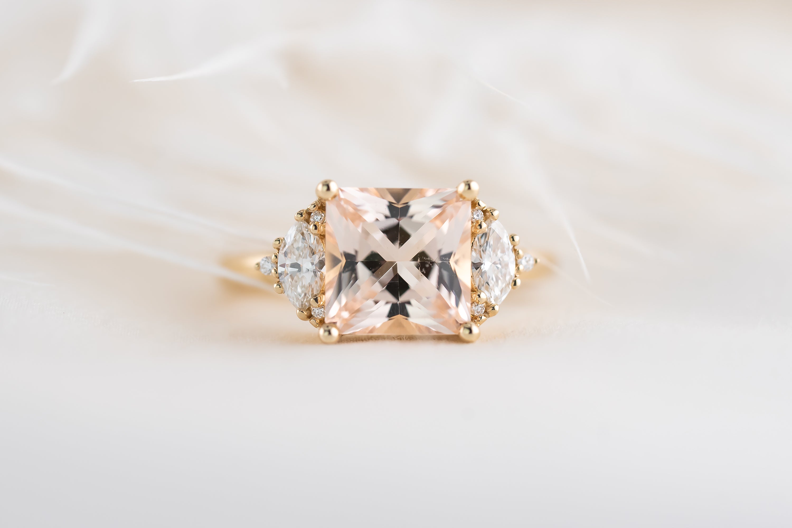 The Maren Ring | 2.31 CT Princess Cut Morganite - Lavender Creek Gems