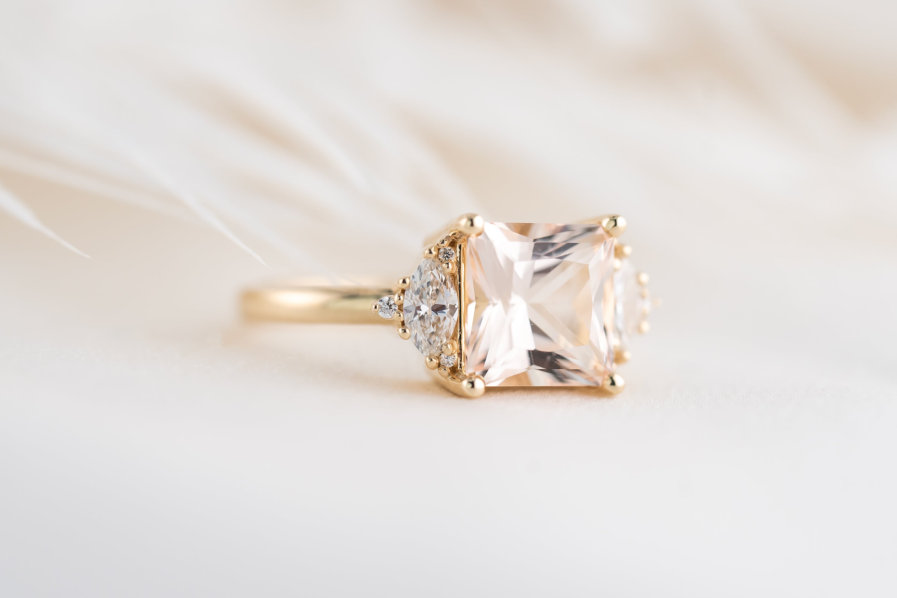 The Maren Ring | 2.31 CT Princess Cut Morganite - Lavender Creek Gems