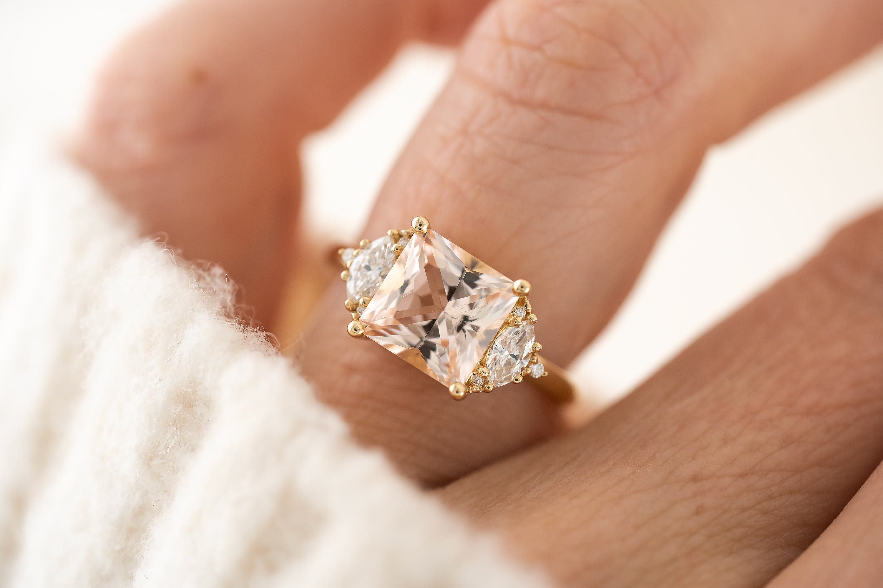 The Maren Ring | 2.31 CT Princess Cut Morganite - Lavender Creek Gems