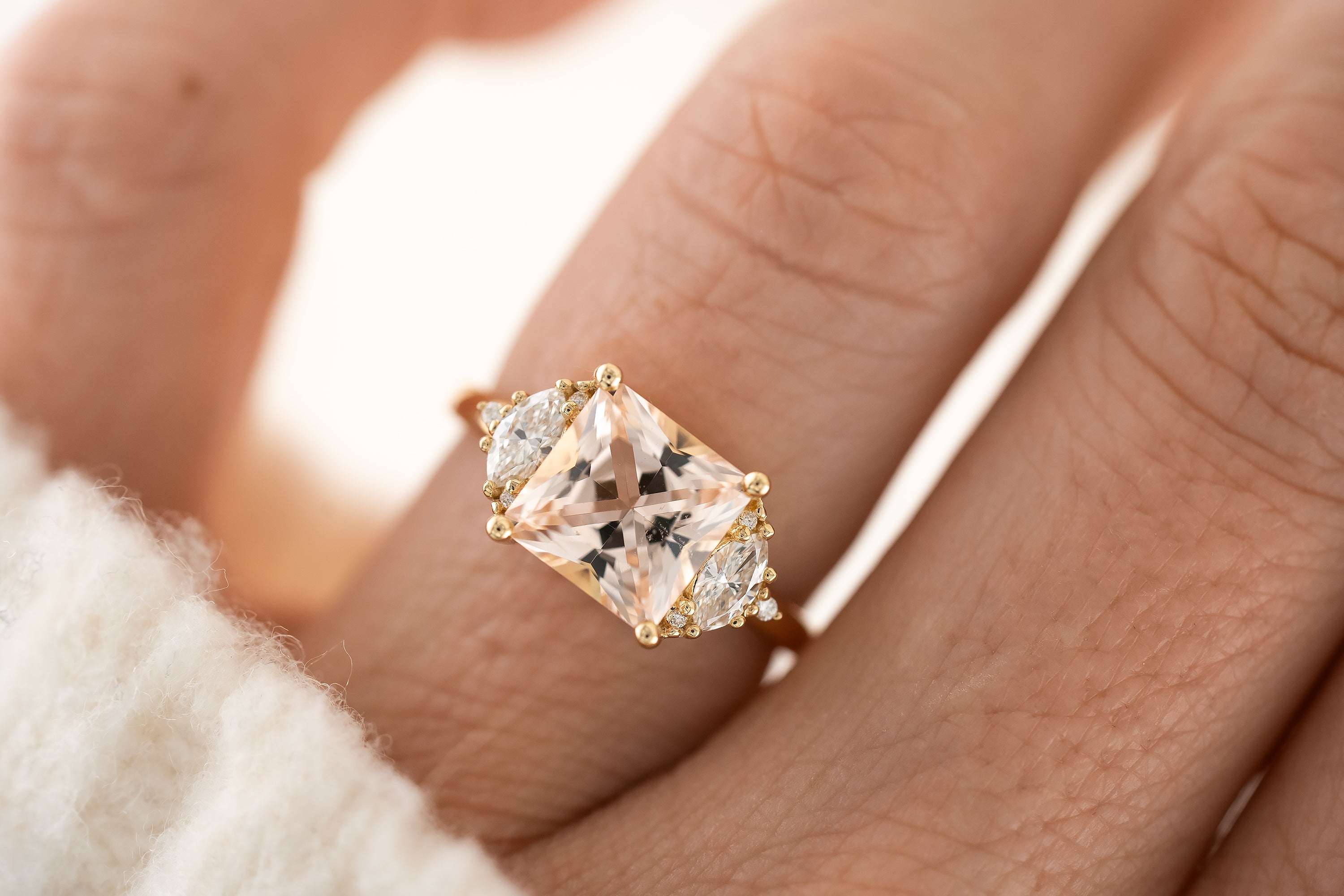 The Maren Ring | 2.31 CT Princess Cut Morganite - Lavender Creek Gems