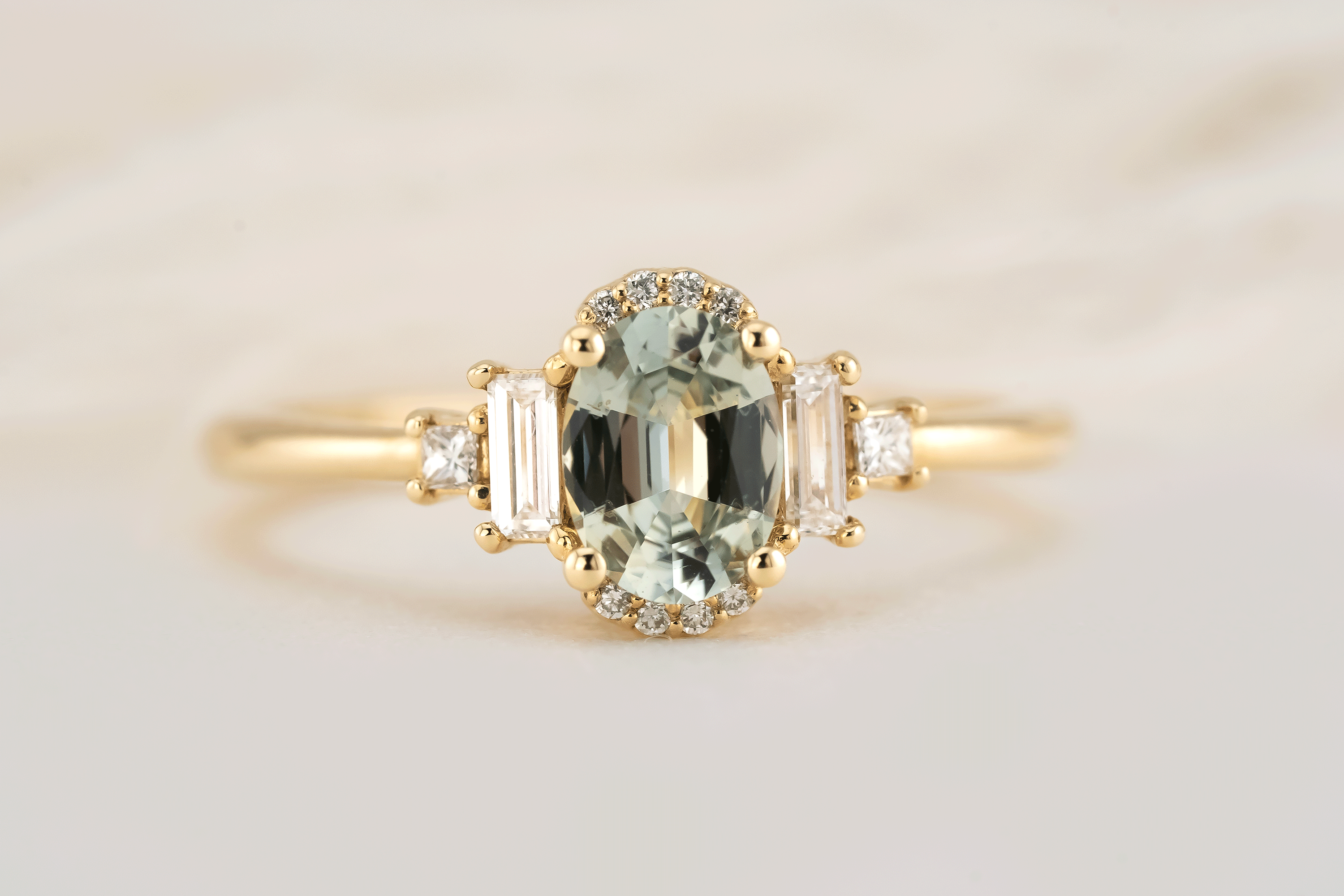 The Sura Ring | 0.82 CT Oval Mint Sapphire - Lavender Creek Gems