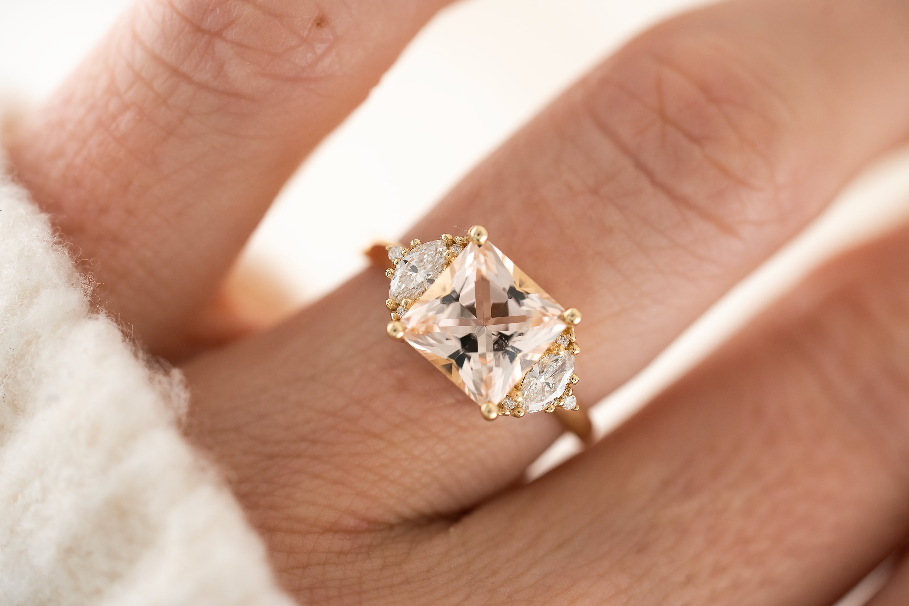 The Maren Ring | 2.31 CT Princess Cut Morganite - Lavender Creek Gems