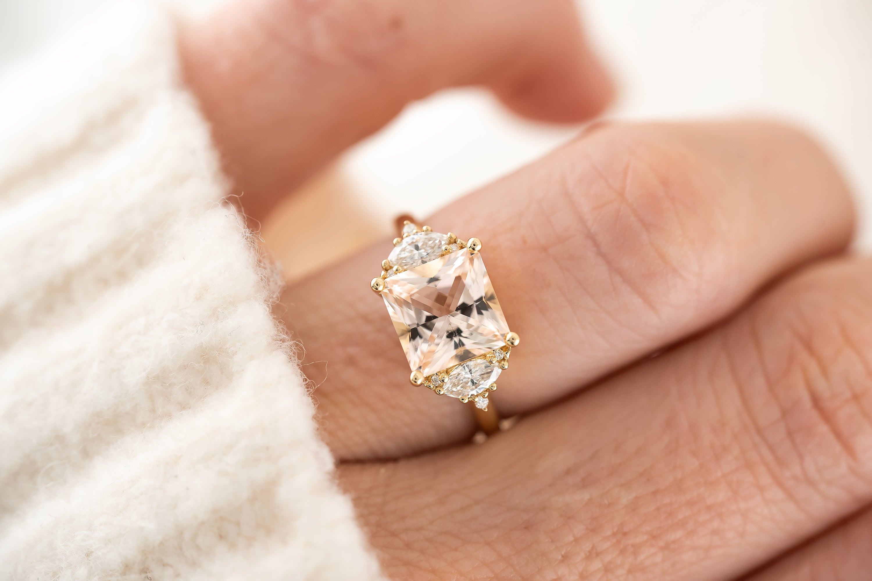The Maren Ring | 2.31 CT Princess Cut Morganite - Lavender Creek Gems