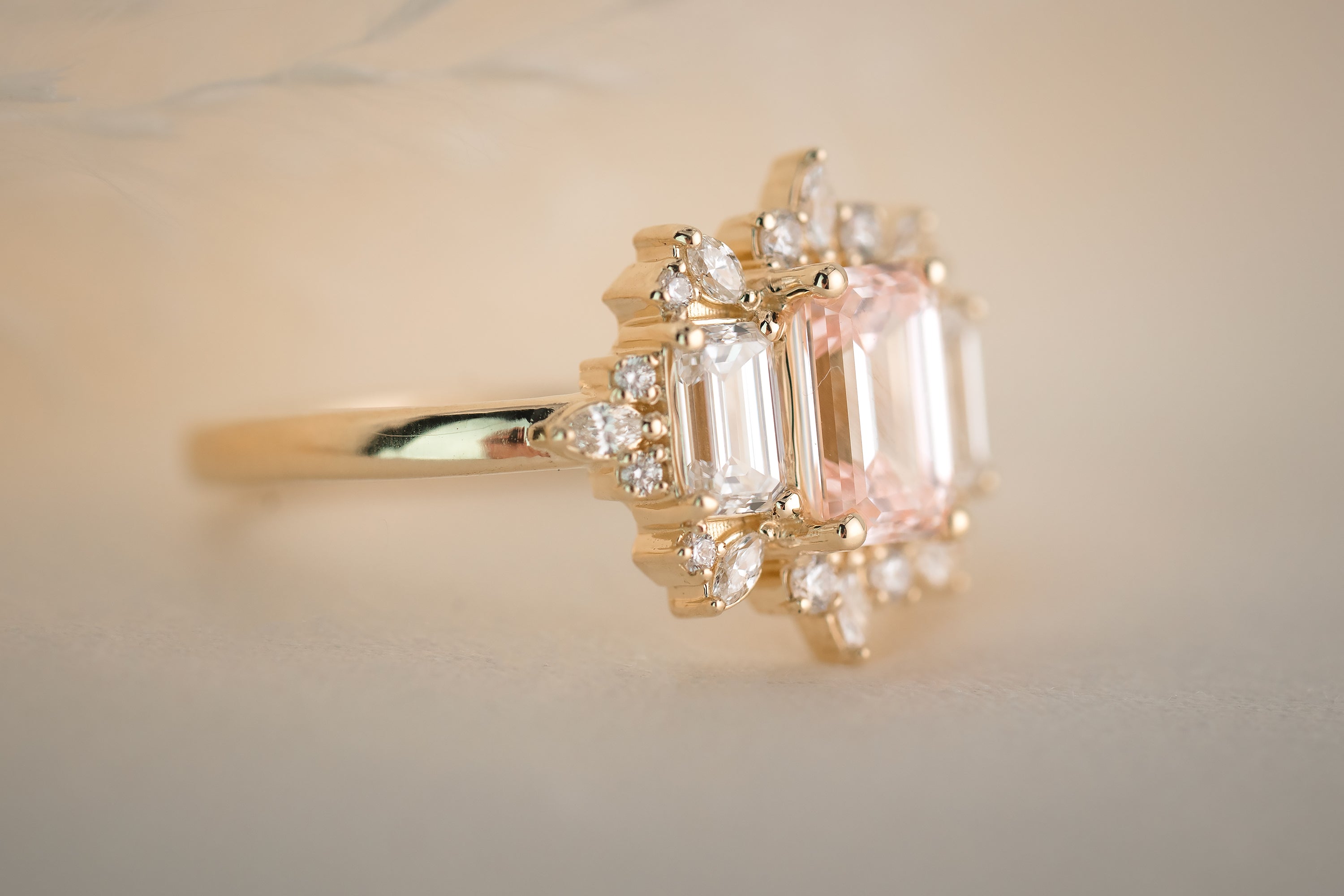 The Marial Ring | 1.21 CT Emerald Cut Pink Diamond - Lavender Creek Gems
