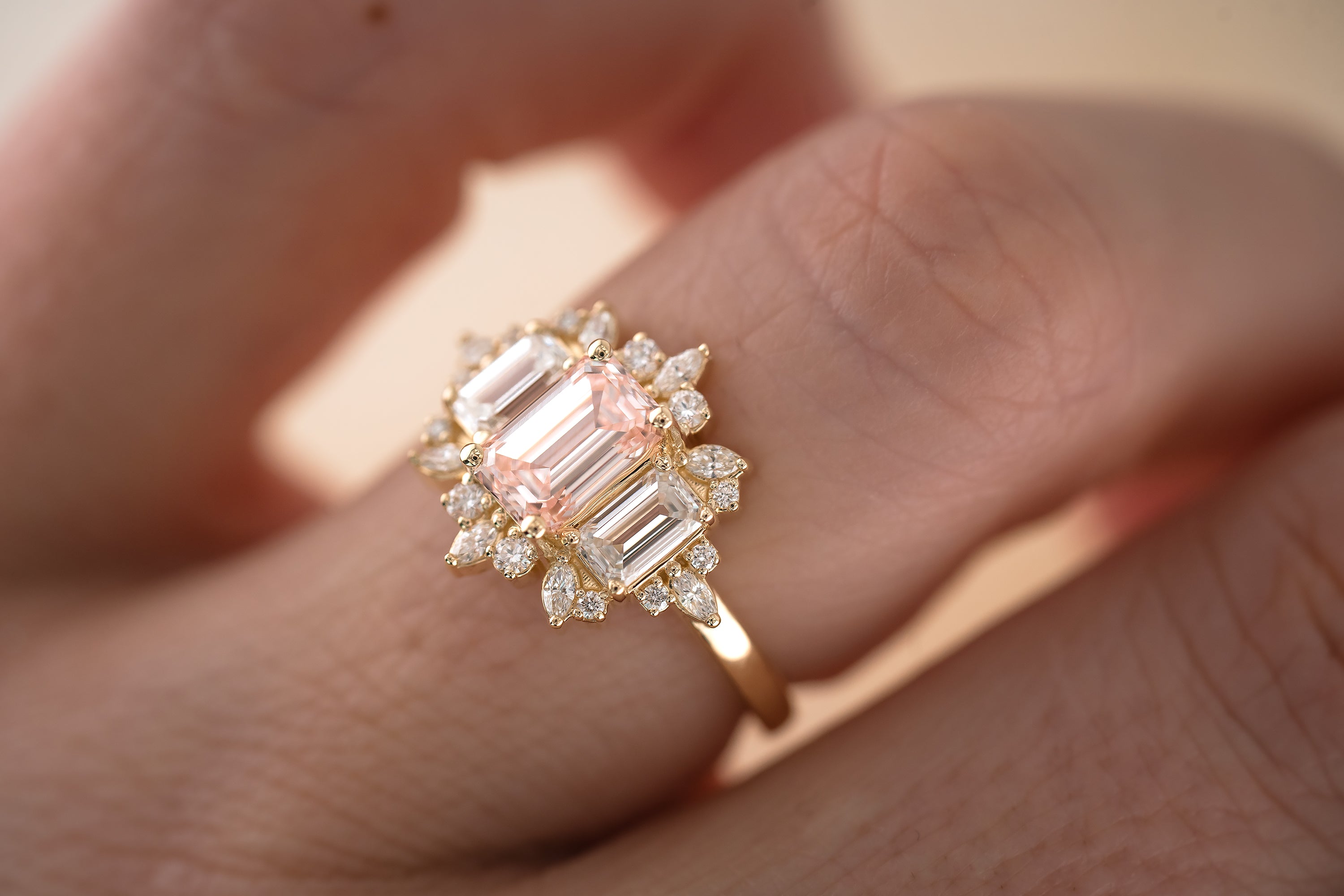 The Marial Ring | 1.21 CT Emerald Cut Pink Diamond - Lavender Creek Gems