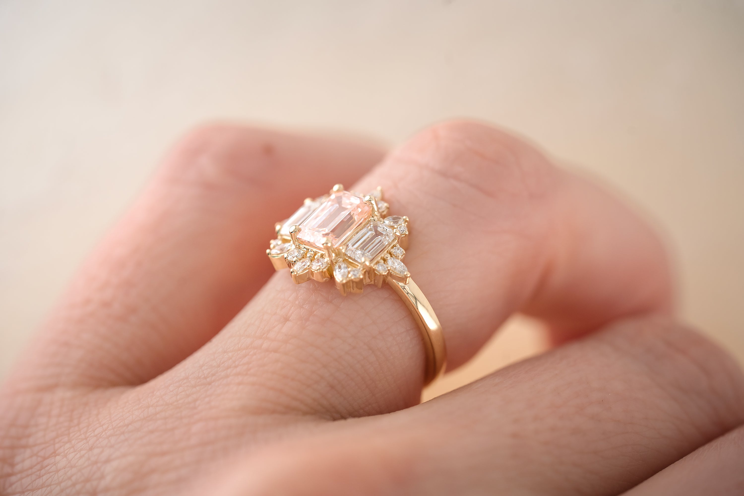 The Marial Ring | 1.21 CT Emerald Cut Pink Diamond - Lavender Creek Gems