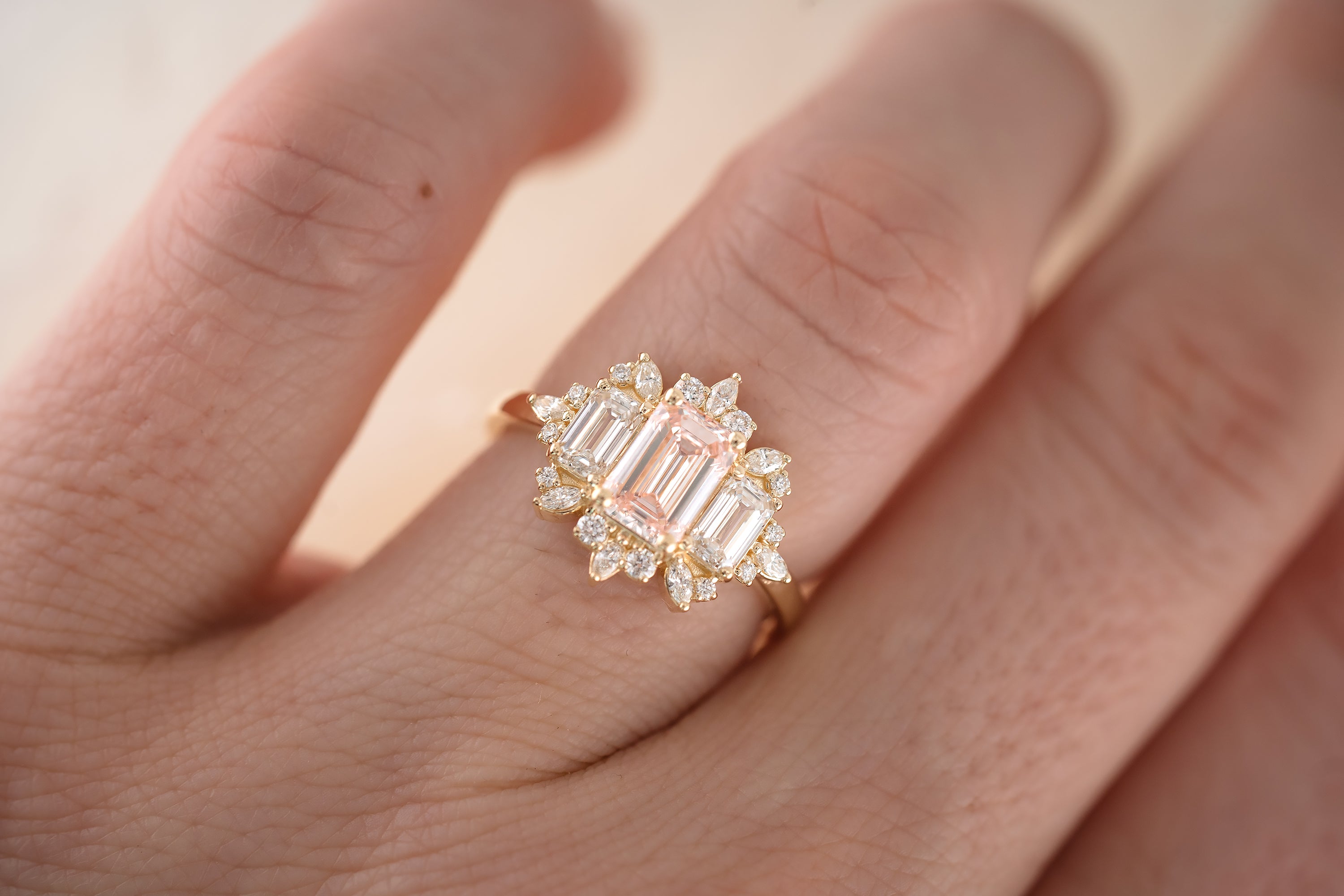 The Marial Ring | 1.21 CT Emerald Cut Pink Diamond - Lavender Creek Gems