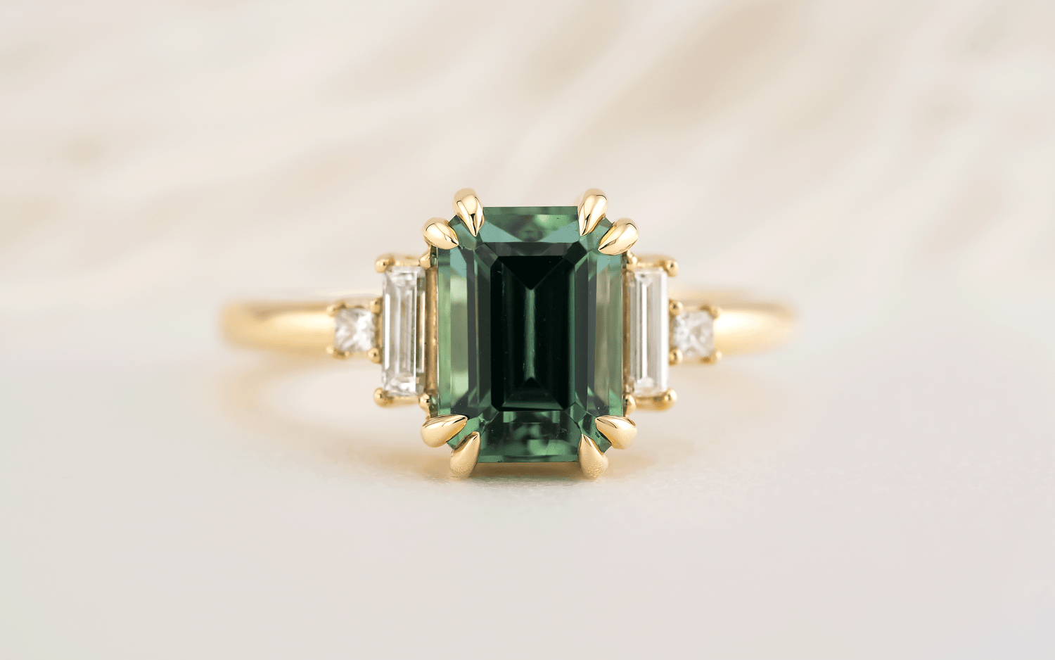 The Mira Ring | 2.28 CT Emerald Cut Lagoon Tourmaline - Lavender Creek Gems