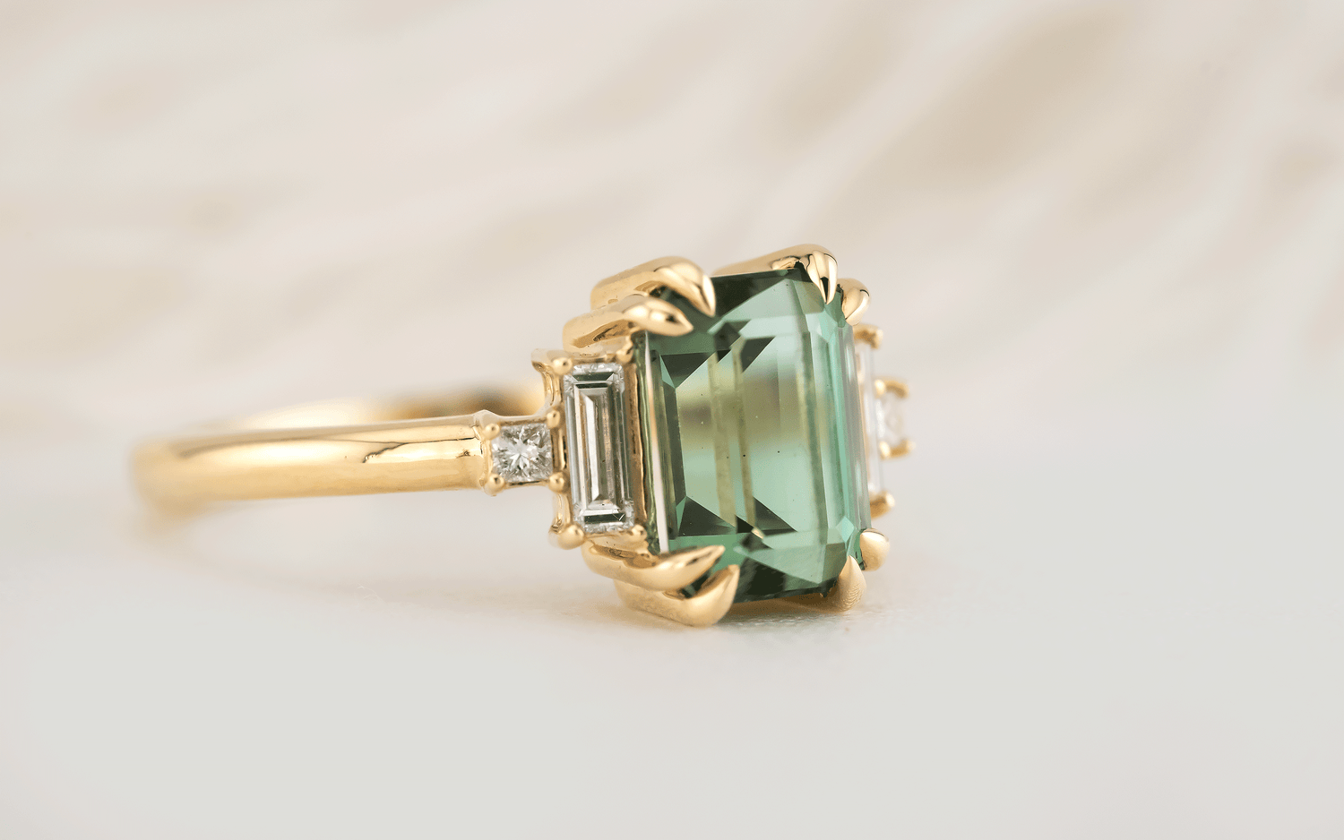 The Mira Ring | 2.28 CT Emerald Cut Lagoon Tourmaline - Lavender Creek Gems