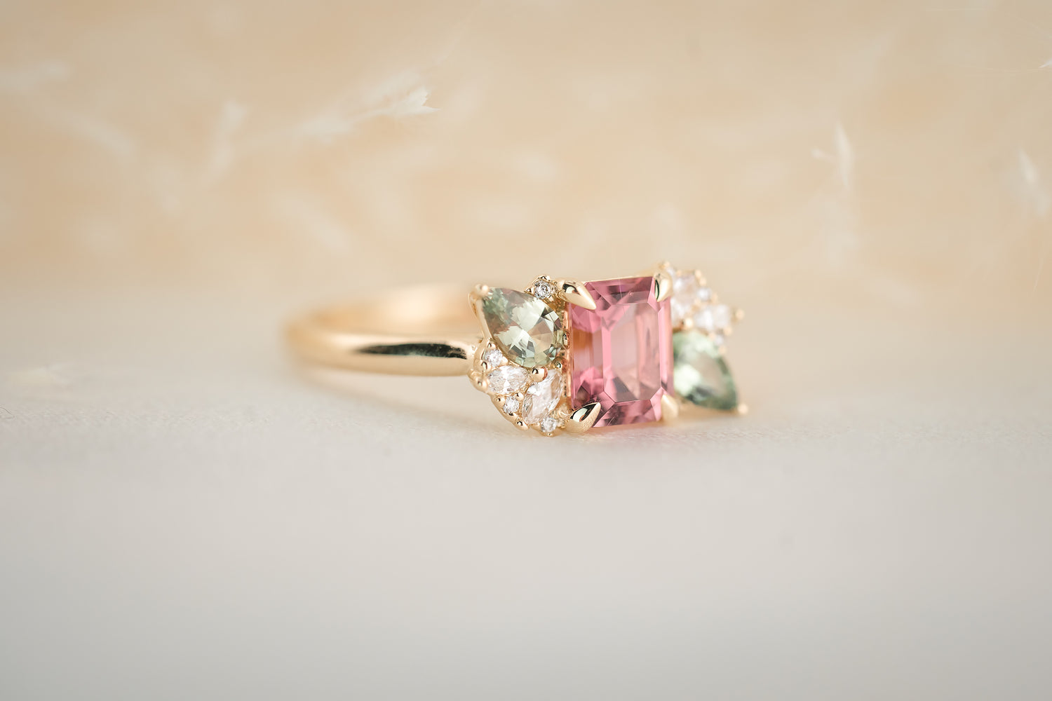 The Fleur 0.93 CT Emerald Cut Pink Tourmaline Ring - Lavender Creek Gems