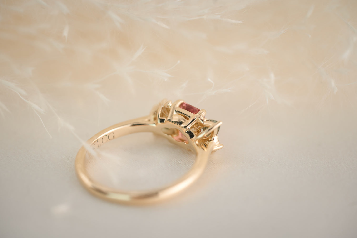 The Fleur 0.93 CT Emerald Cut Pink Tourmaline Ring - Lavender Creek Gems