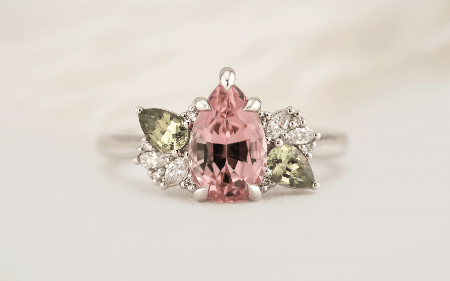 The Fleur Ring | 1.8 CT Pear Pink Tourmaline - Lavender Creek Gems
