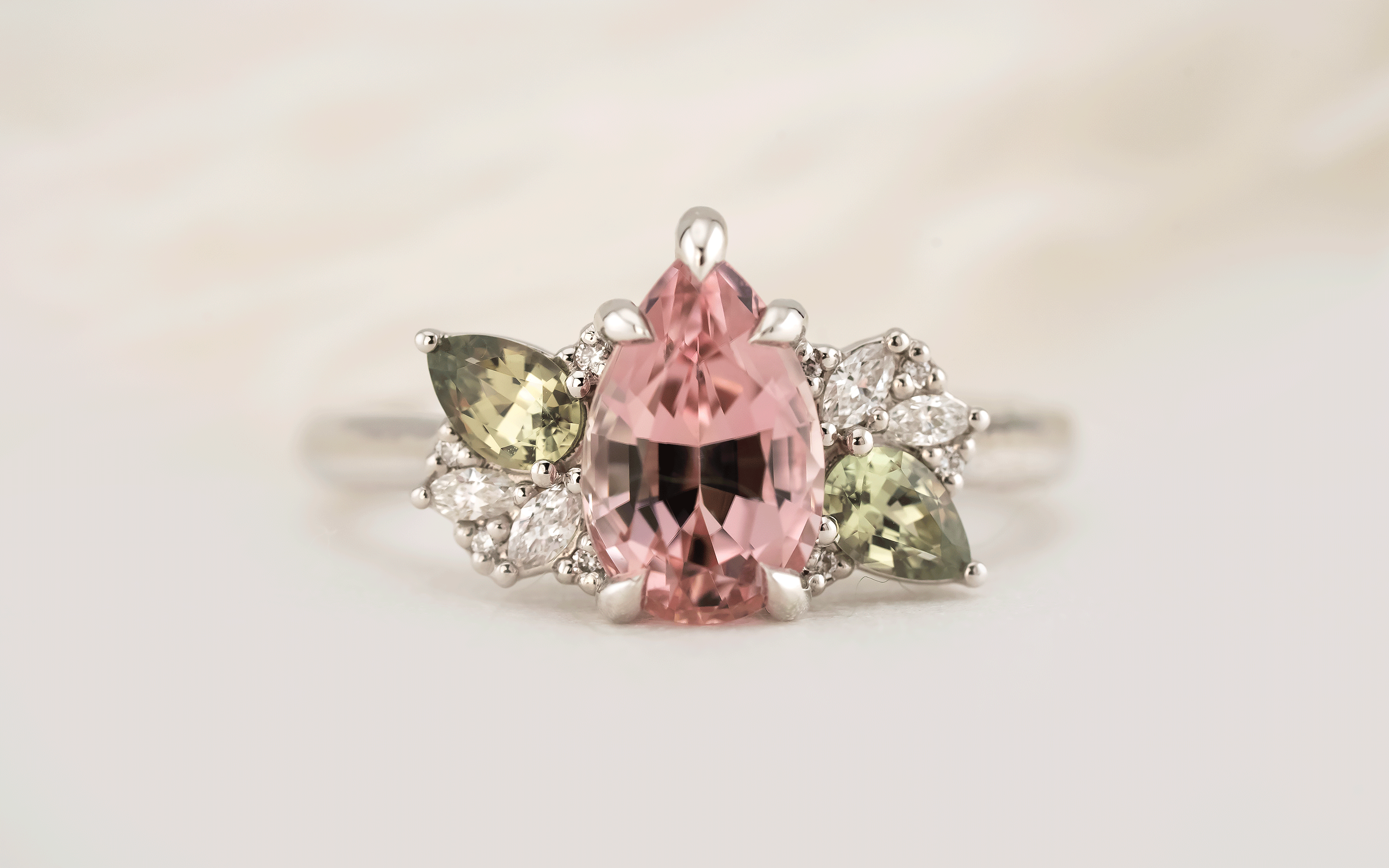 The Fleur Ring | 1.8 CT Pear Pink Tourmaline - Lavender Creek Gems