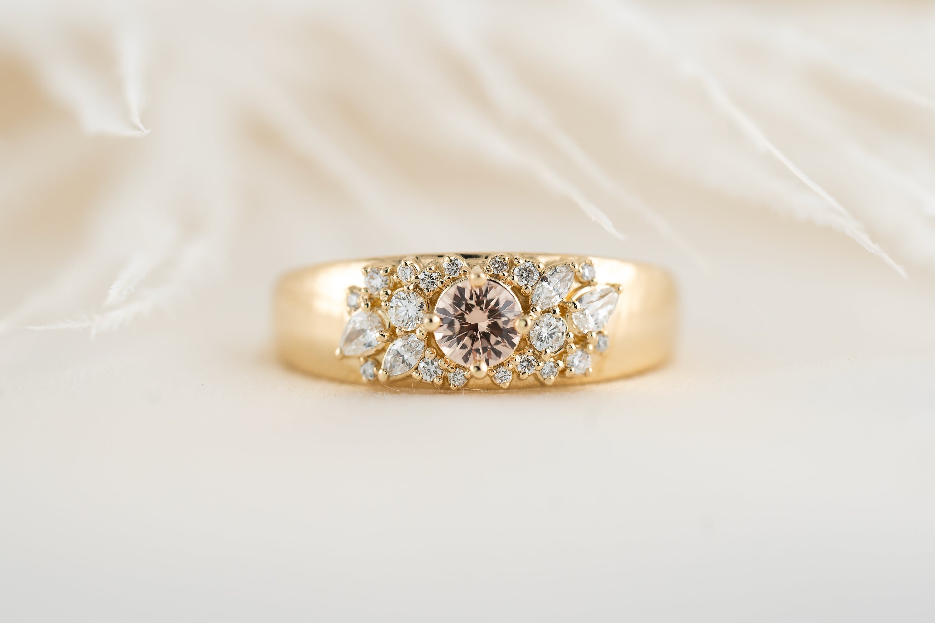 The Bejeweled Ring | Pale Peach Sapphire - Lavender Creek Gems