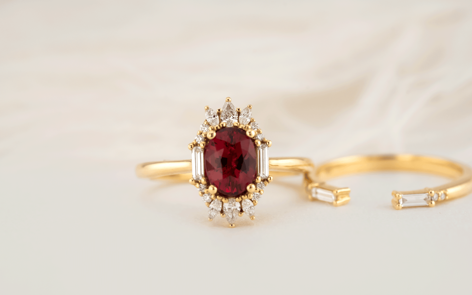 The Georgia Wedding Set | 1.54 CT Mozambique Ruby - Lavender Creek Gems