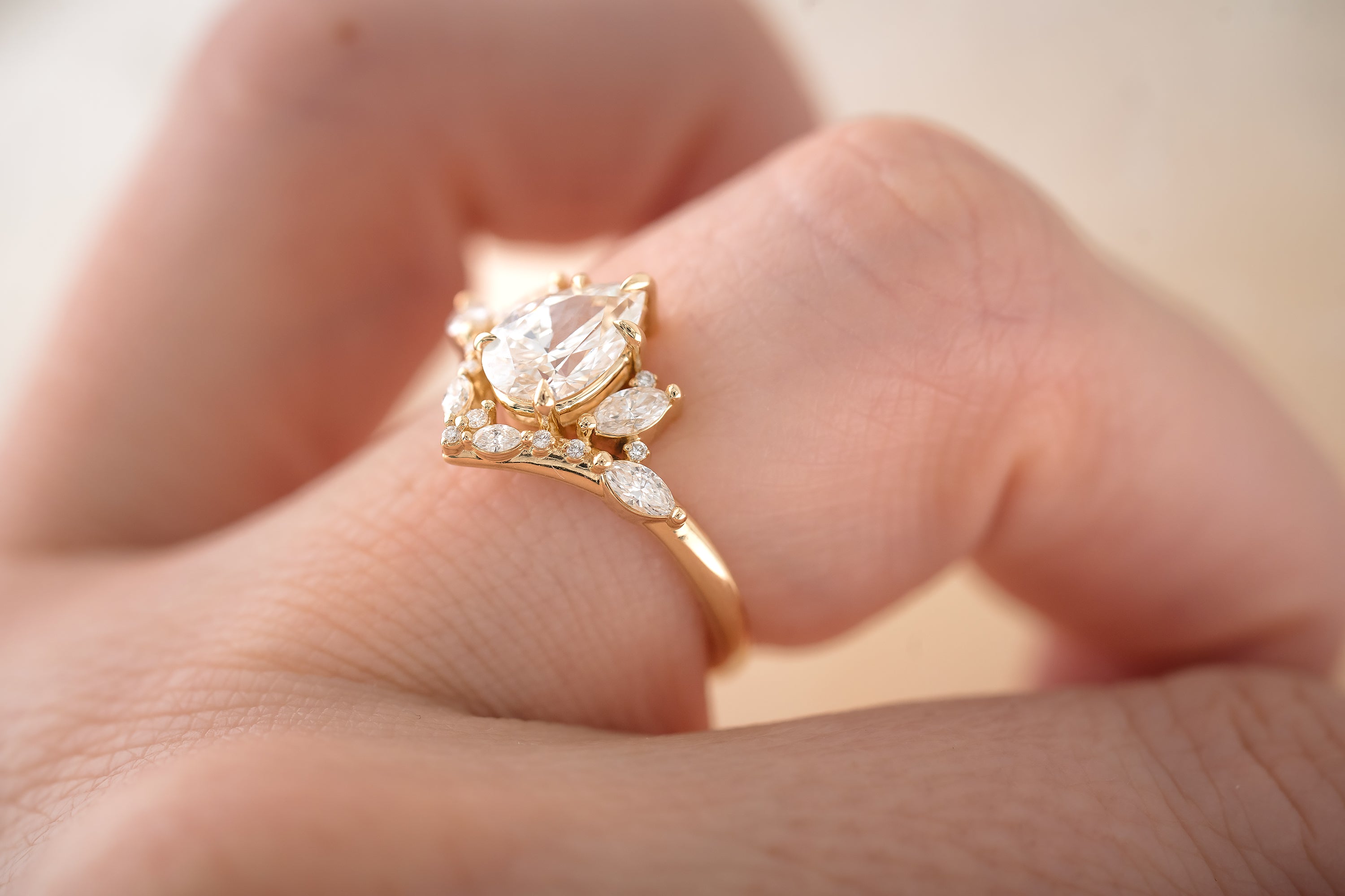 The Aurora 1 CT Pear Diamond Ring - Lavender Creek Gems