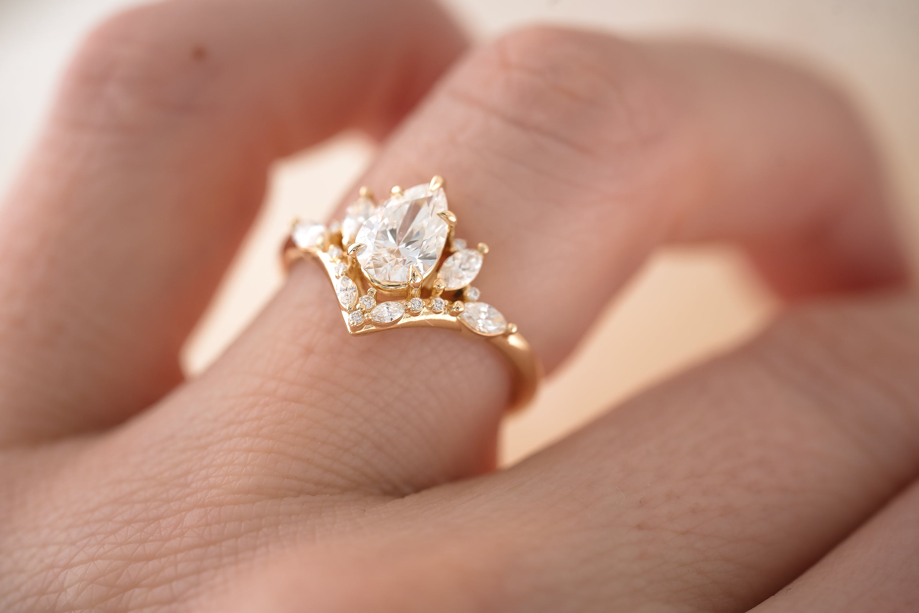 The Aurora 1 CT Pear Diamond Ring - Lavender Creek Gems