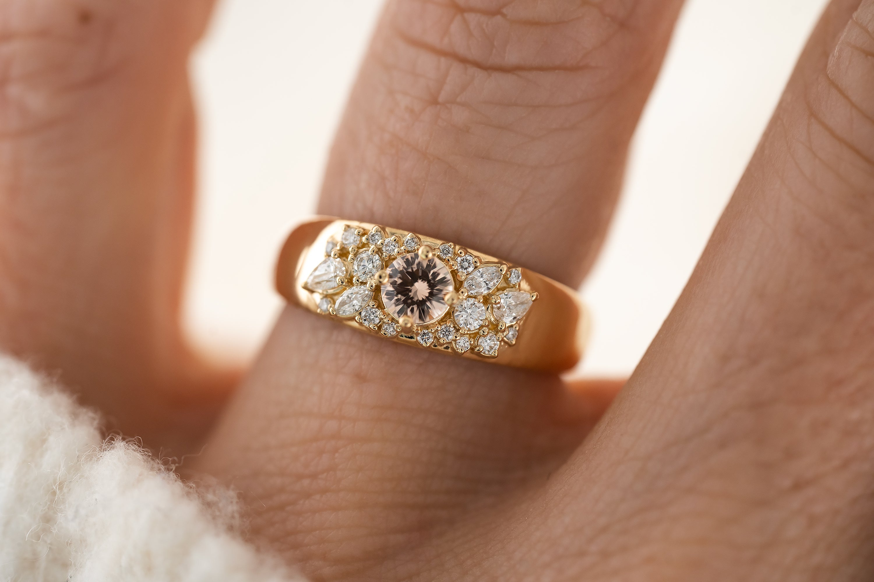 The Bejeweled Ring | Pale Peach Sapphire - Lavender Creek Gems