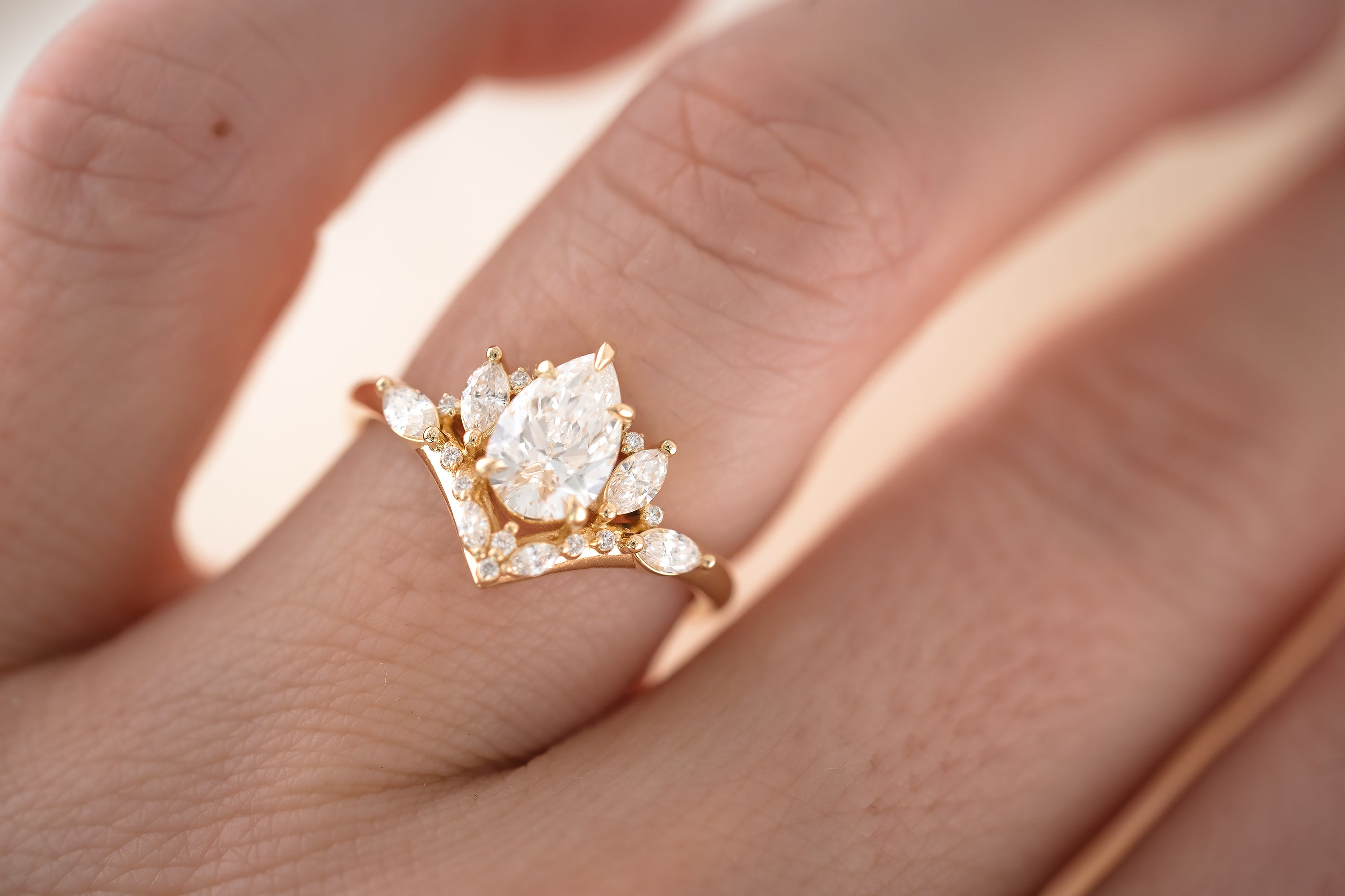 The Aurora 1 CT Pear Diamond Ring - Lavender Creek Gems
