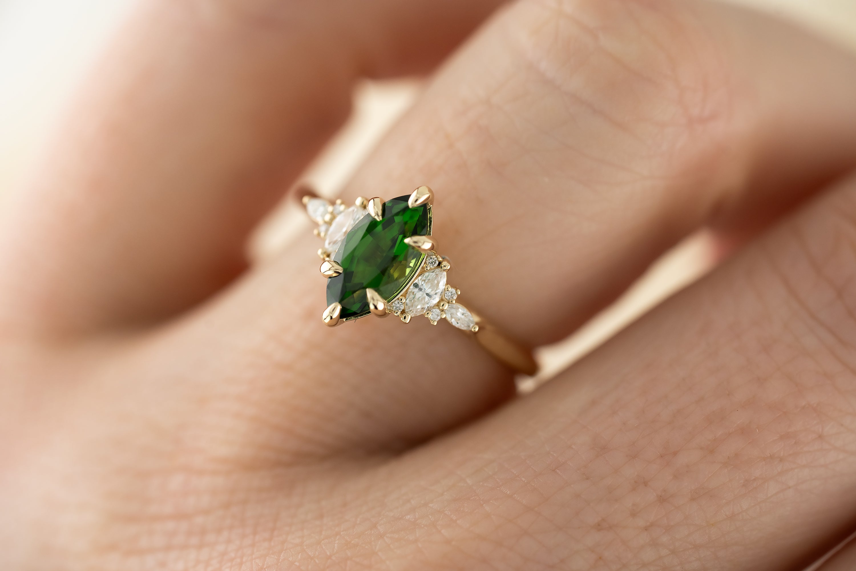 The Maeve 1 CT Marquise Chrome Tourmaline Ring - Lavender Creek Gems