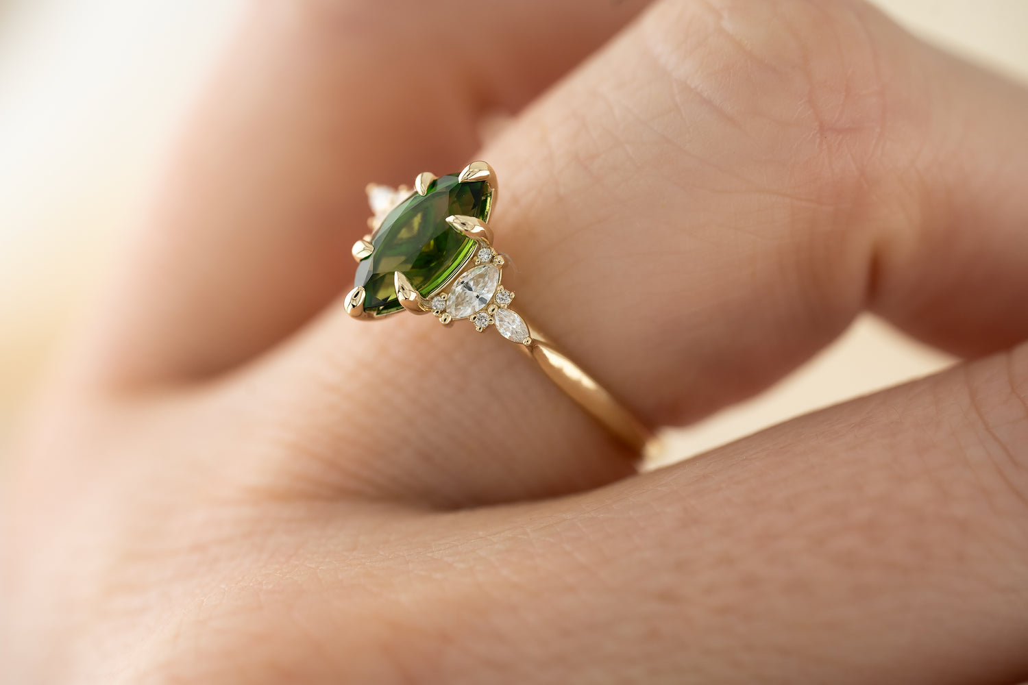 The Maeve 1 CT Marquise Chrome Tourmaline Ring - Lavender Creek Gems